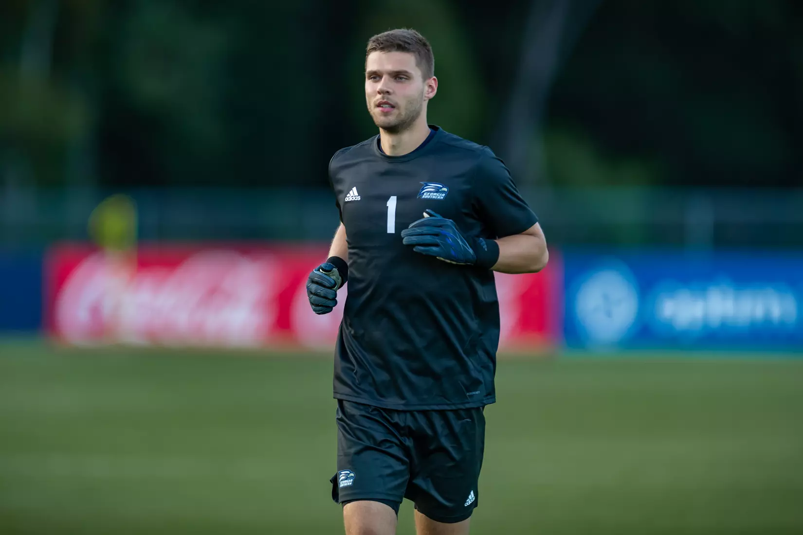 STATESBORO, GEORGIA - AUGUST 26: Georgia Southern Eagles Men’s Soccer faces Presbyterian College Blue Hose on Eagle Field at the Erk Russell Athletic Park on August 26, 2021 in Statesboro, Georgia.