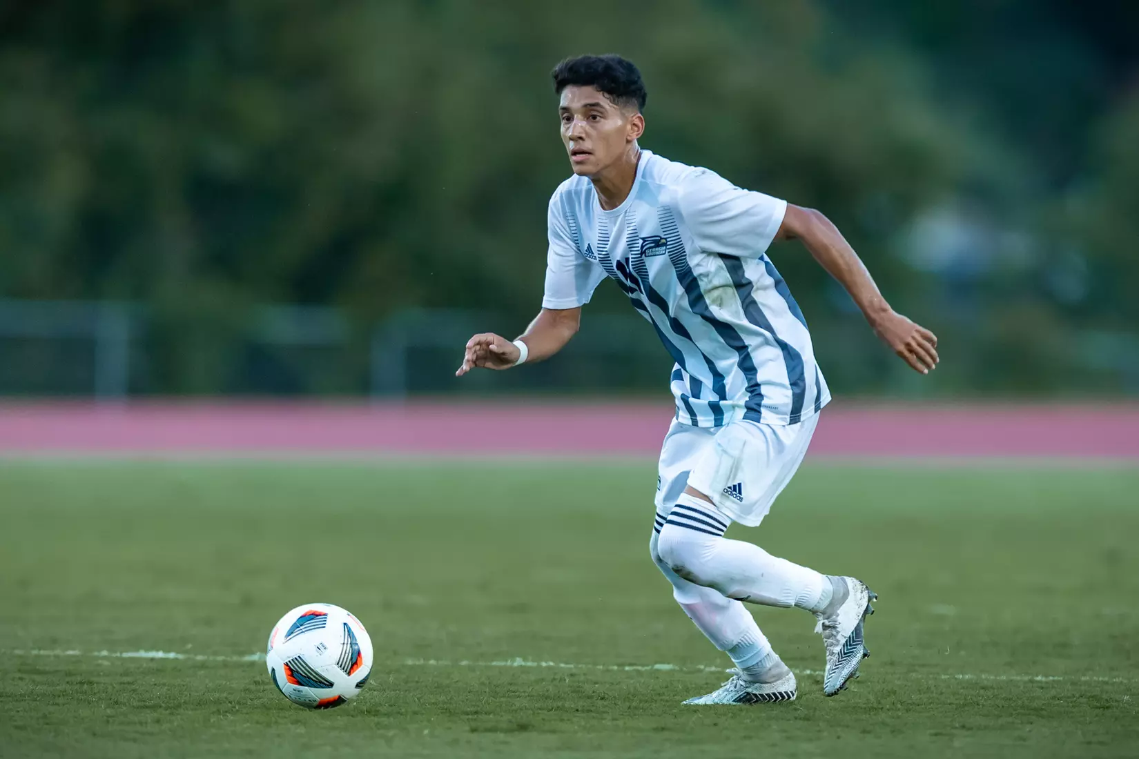 STATESBORO, GEORGIA - AUGUST 26: Georgia Southern Eagles Men’s Soccer faces Presbyterian College Blue Hose on Eagle Field at the Erk Russell Athletic Park on August 26, 2021 in Statesboro, Georgia.