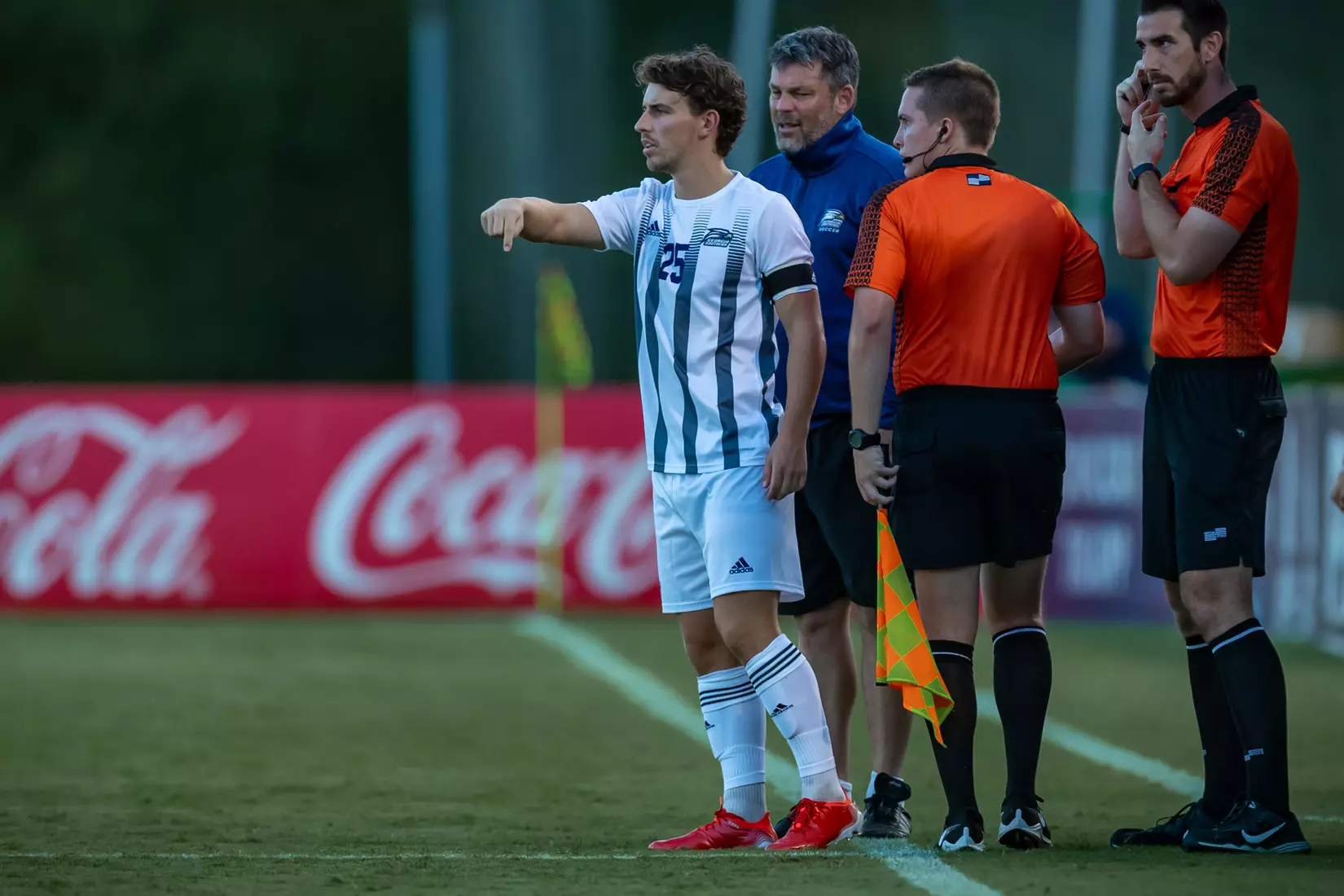 STATESBORO, GEORGIA - AUGUST 26: Georgia Southern Eagles Men’s Soccer faces Presbyterian College Blue Hose on Eagle Field at the Erk Russell Athletic Park on August 26, 2021 in Statesboro, Georgia.