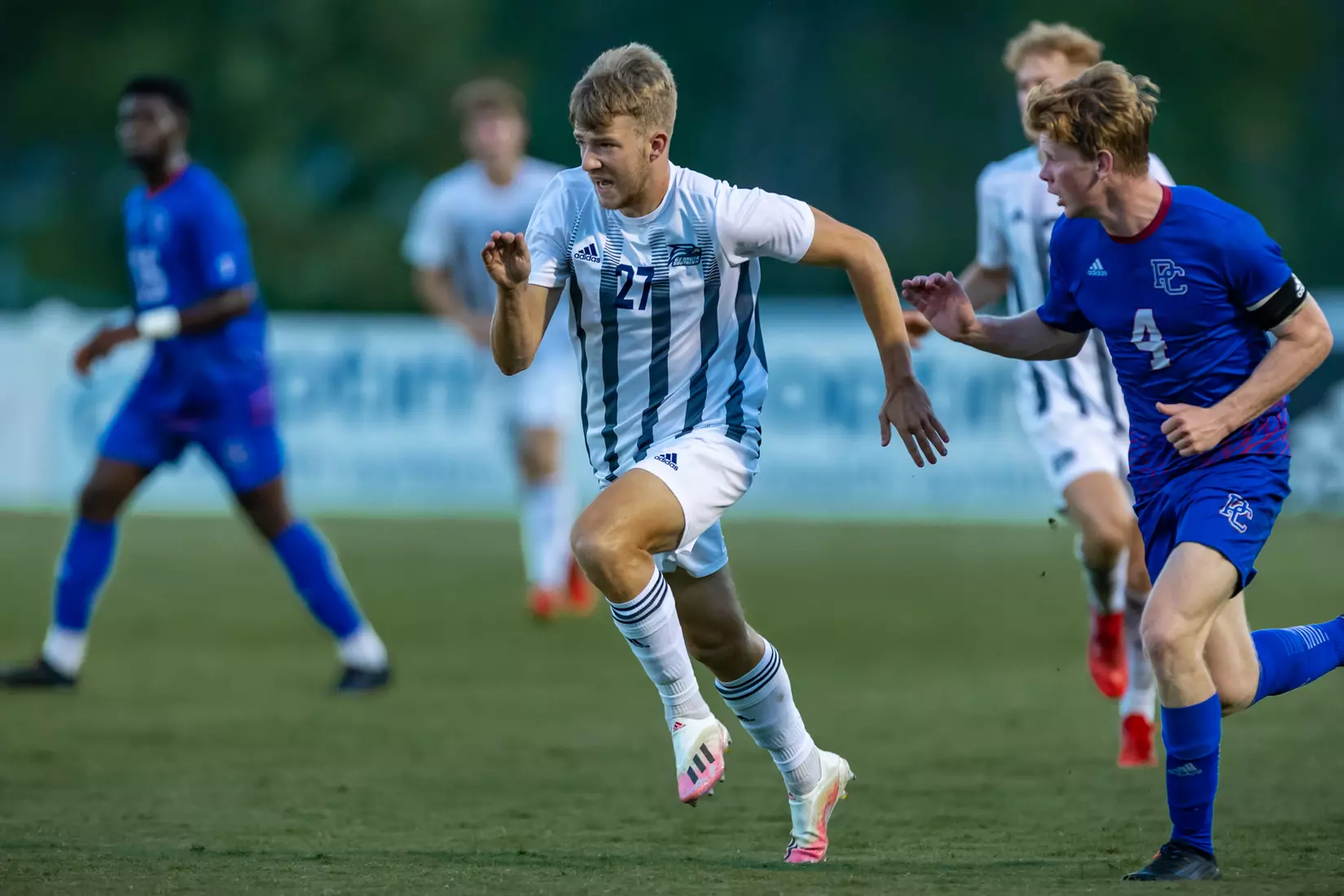 STATESBORO, GEORGIA - AUGUST 26: Georgia Southern Eagles Men’s Soccer faces Presbyterian College Blue Hose on Eagle Field at the Erk Russell Athletic Park on August 26, 2021 in Statesboro, Georgia.