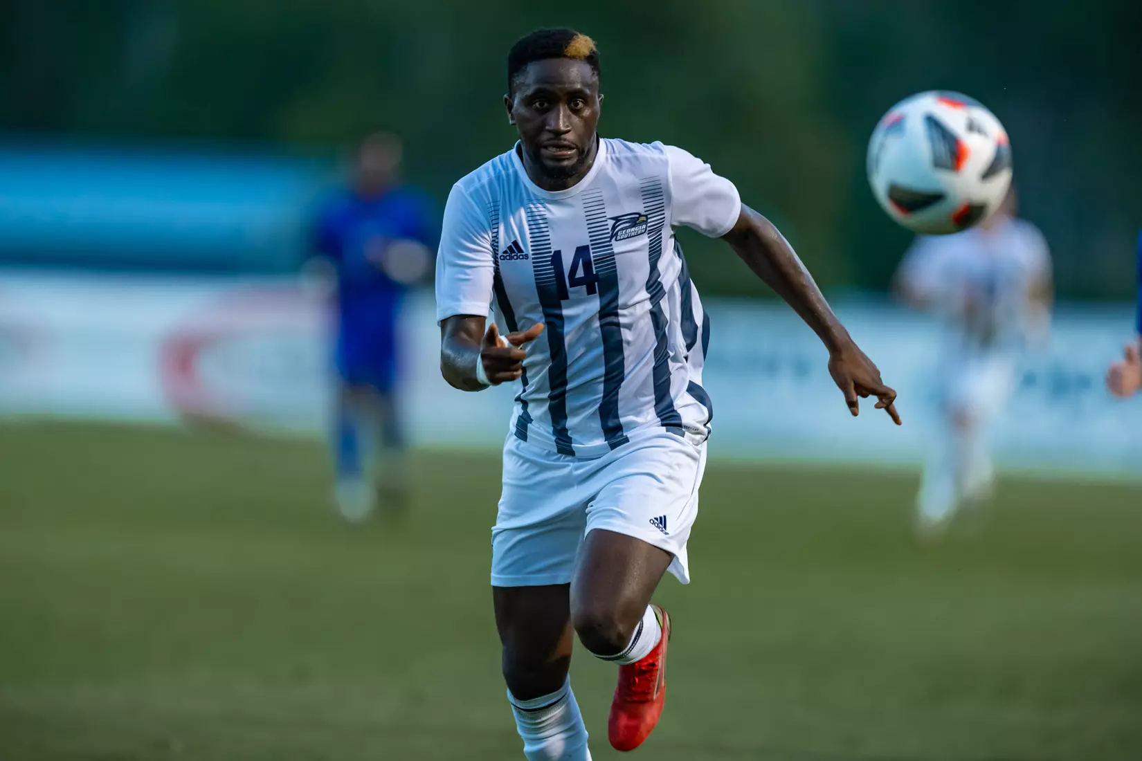 STATESBORO, GEORGIA - AUGUST 26: Georgia Southern Eagles Men’s Soccer faces Presbyterian College Blue Hose on Eagle Field at the Erk Russell Athletic Park on August 26, 2021 in Statesboro, Georgia.