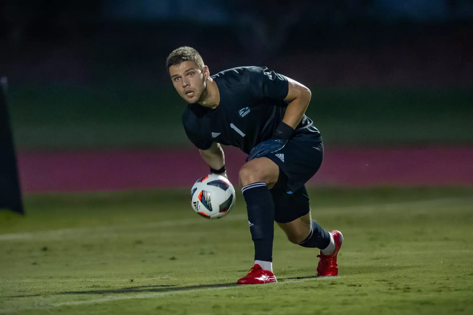 STATESBORO, GEORGIA - AUGUST 26: Georgia Southern Eagles Men’s Soccer faces Presbyterian College Blue Hose on Eagle Field at the Erk Russell Athletic Park on August 26, 2021 in Statesboro, Georgia.