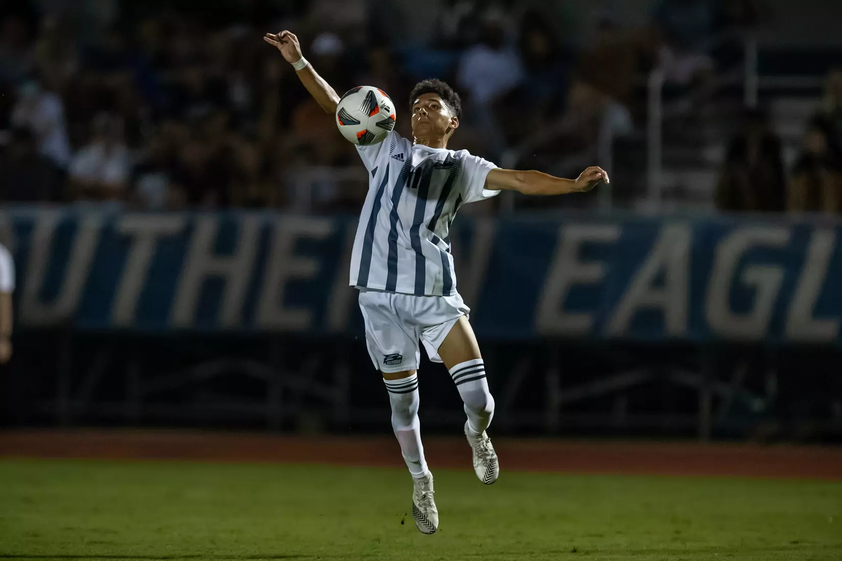 STATESBORO, GEORGIA - AUGUST 26: Georgia Southern Eagles Men’s Soccer faces Presbyterian College Blue Hose on Eagle Field at the Erk Russell Athletic Park on August 26, 2021 in Statesboro, Georgia.