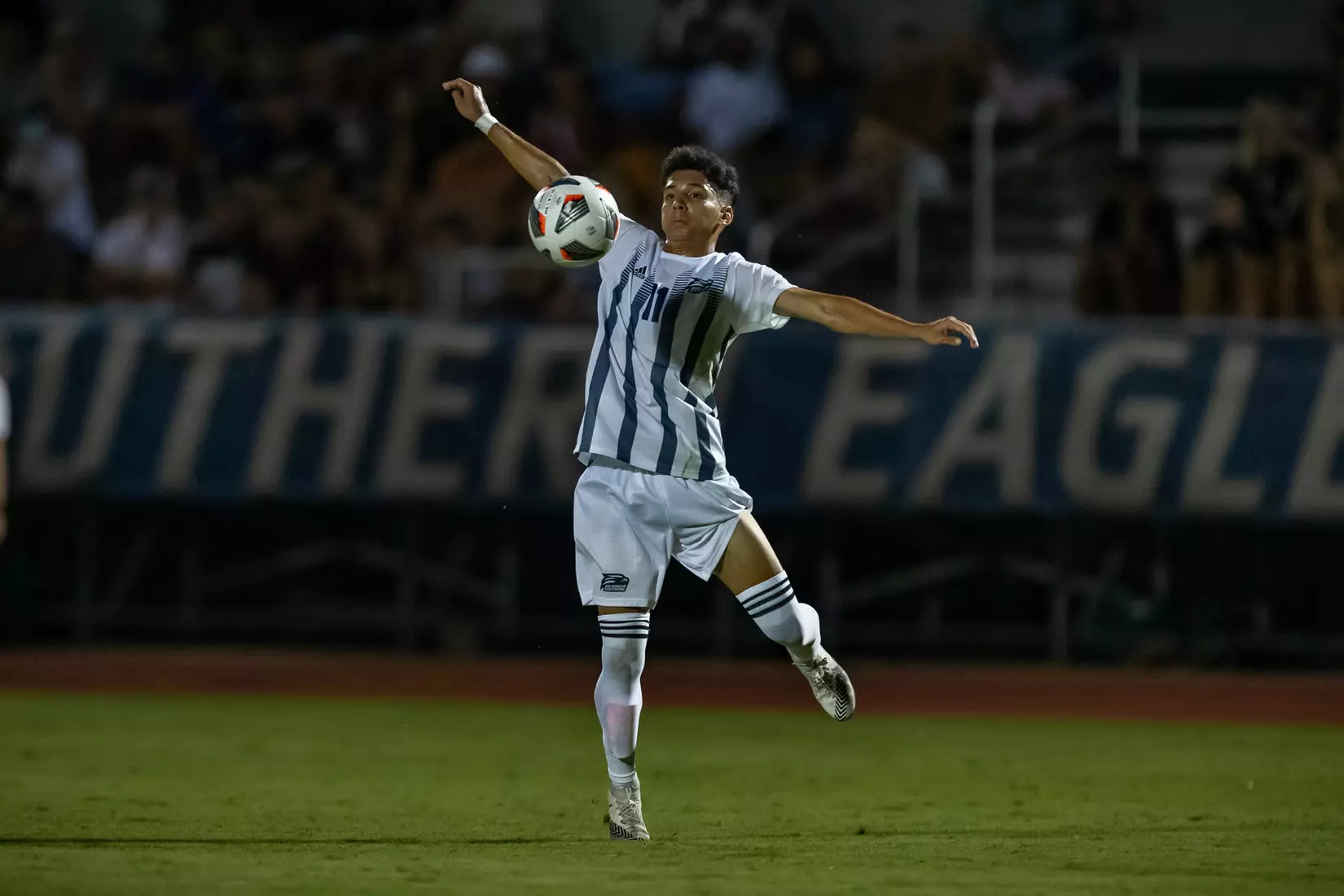 STATESBORO, GEORGIA - AUGUST 26: Georgia Southern Eagles Men’s Soccer faces Presbyterian College Blue Hose on Eagle Field at the Erk Russell Athletic Park on August 26, 2021 in Statesboro, Georgia.