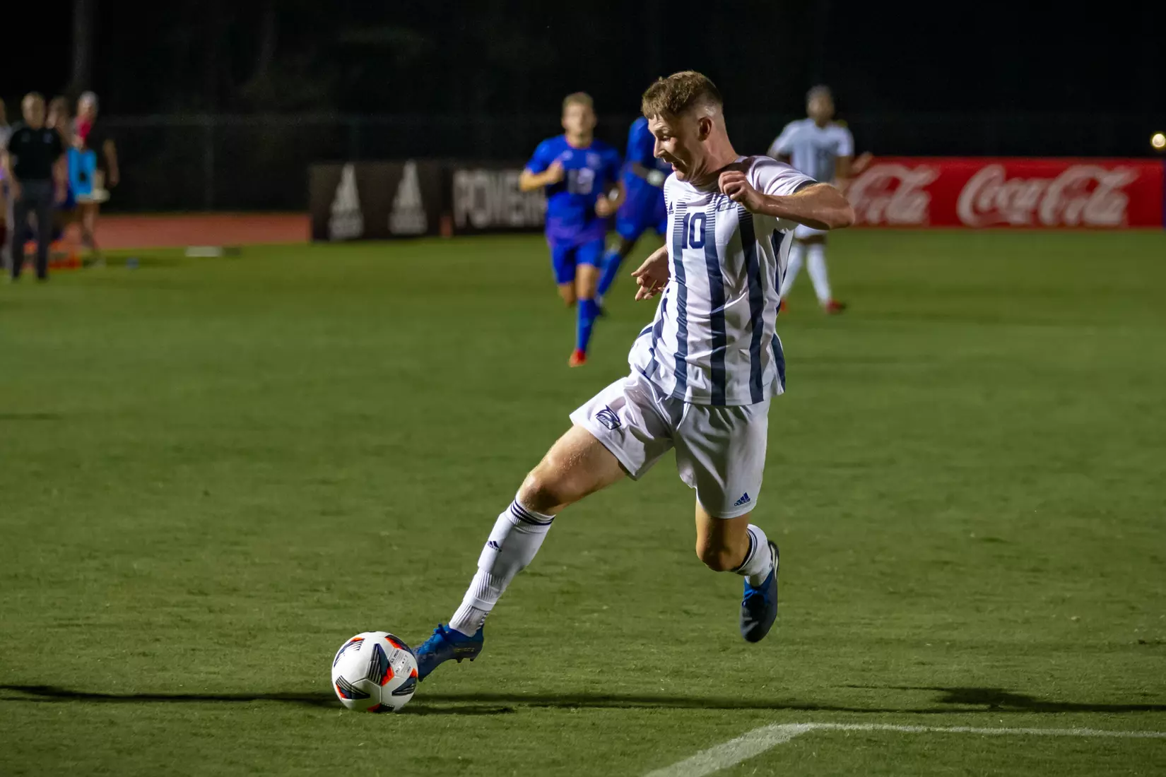 STATESBORO, GEORGIA - AUGUST 26: Georgia Southern Eagles Men’s Soccer faces Presbyterian College Blue Hose on Eagle Field at the Erk Russell Athletic Park on August 26, 2021 in Statesboro, Georgia.