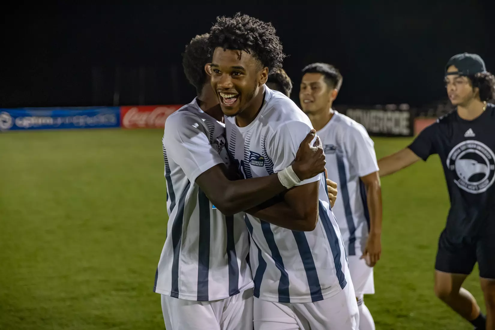 STATESBORO, GEORGIA - AUGUST 26: Georgia Southern Eagles Men’s Soccer faces Presbyterian College Blue Hose on Eagle Field at the Erk Russell Athletic Park on August 26, 2021 in Statesboro, Georgia.