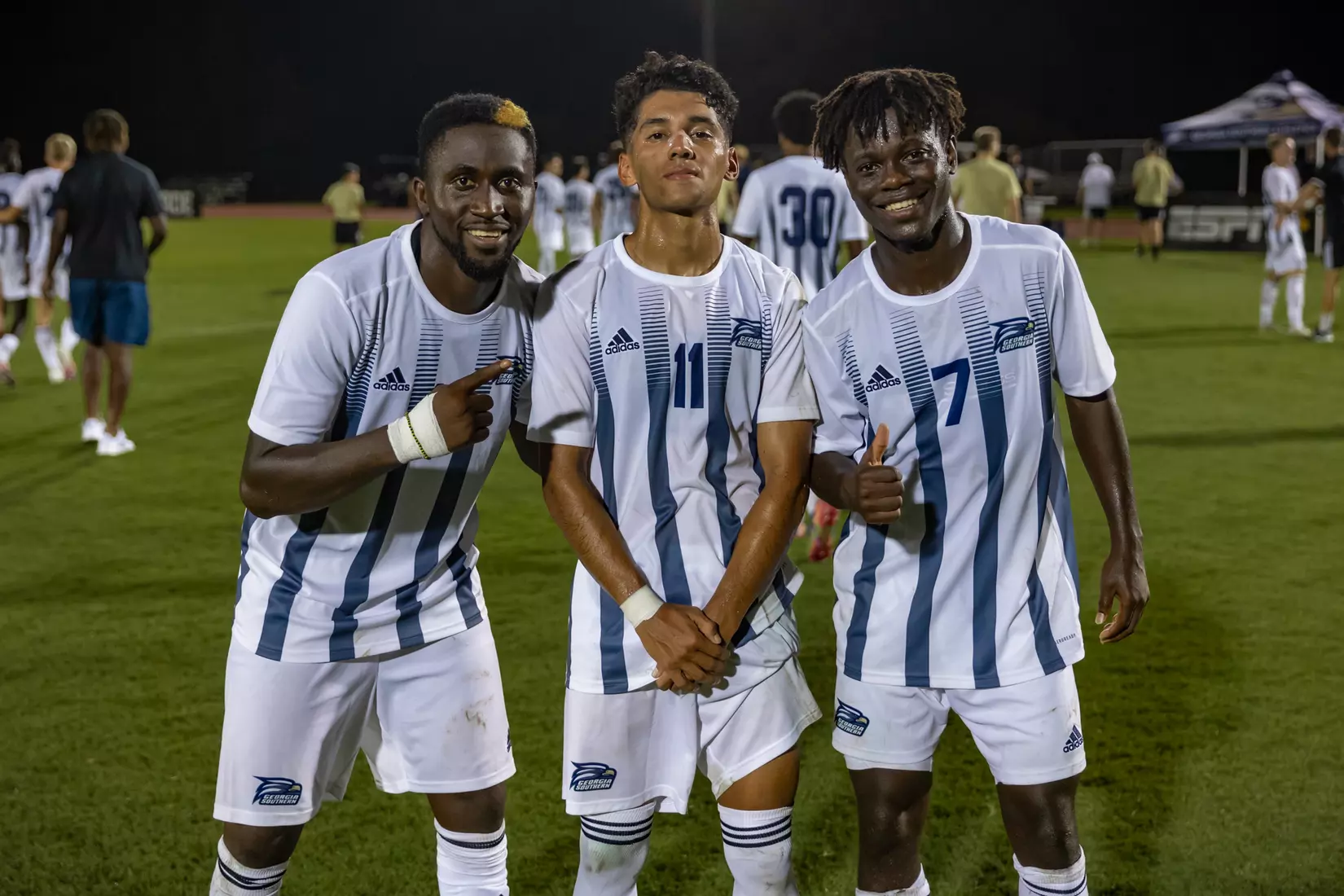 STATESBORO, GEORGIA - AUGUST 26: Georgia Southern Eagles Men’s Soccer faces Presbyterian College Blue Hose on Eagle Field at the Erk Russell Athletic Park on August 26, 2021 in Statesboro, Georgia.