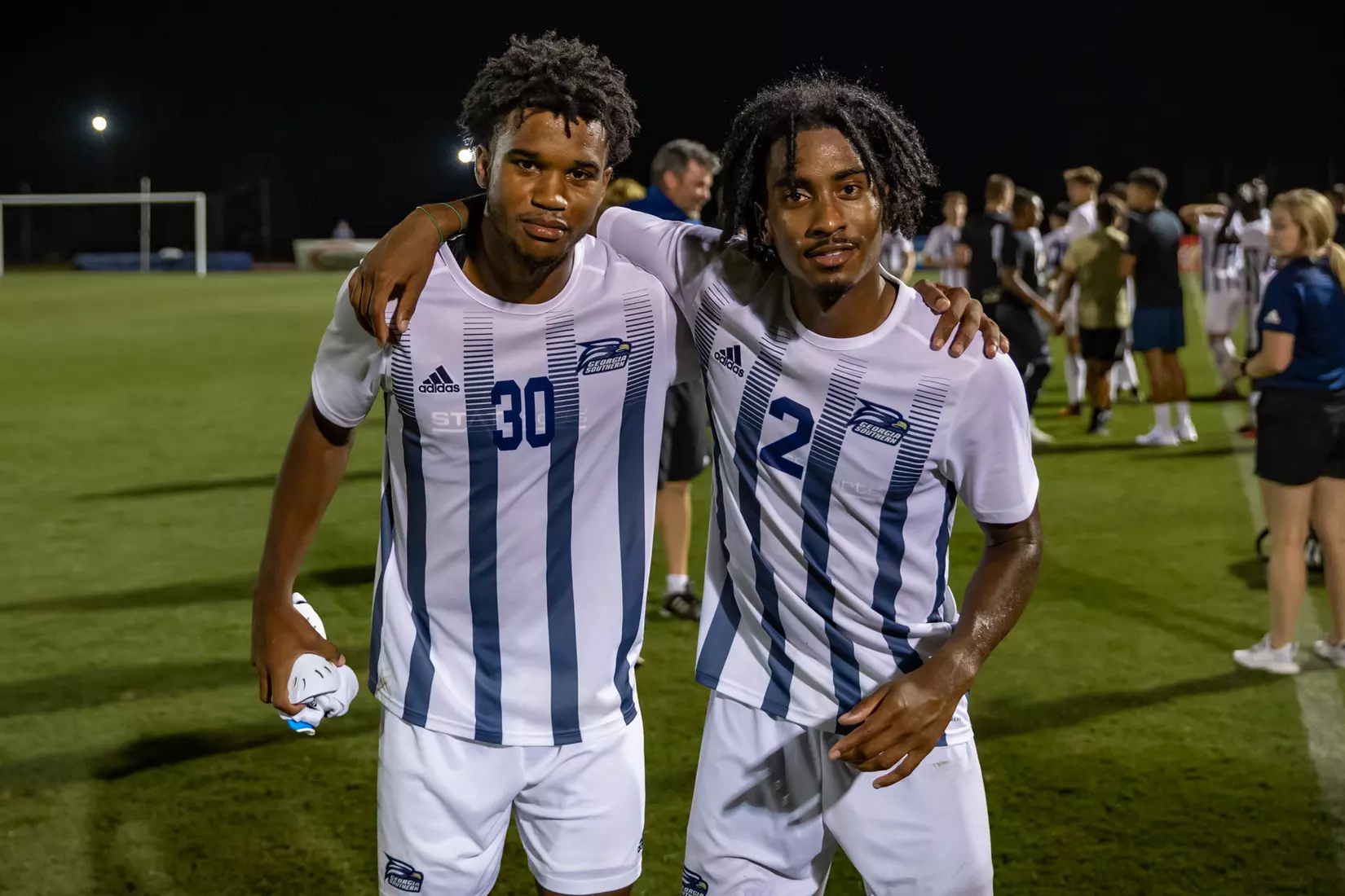 STATESBORO, GEORGIA - AUGUST 26: Georgia Southern Eagles Men’s Soccer faces Presbyterian College Blue Hose on Eagle Field at the Erk Russell Athletic Park on August 26, 2021 in Statesboro, Georgia.