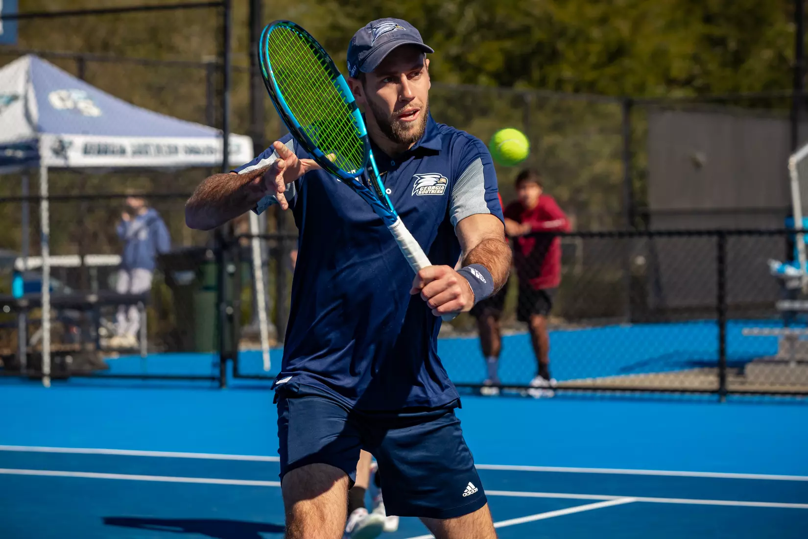 STATESBORO, GEORGIA - FEBRUARY 5: Georgia Southern Men’s Tennis faces the Gardner-Webb Bulldogs at the Wallis Tennis Center on February 5, 2022 in Statesboro, Georgia