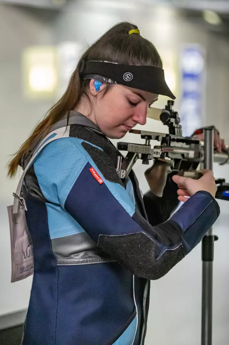 STATESBORO, GEORGIA - FEBRUARY 19: Georgia Southern Rifle faces the UAB Blazers at the Shooting Sports Education Center on February 18, 2022 in Statesboro, Georgia