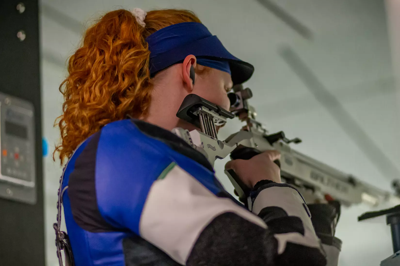 STATESBORO, GEORGIA - FEBRUARY 19: Georgia Southern Rifle faces the UAB Blazers at the Shooting Sports Education Center on February 18, 2022 in Statesboro, Georgia