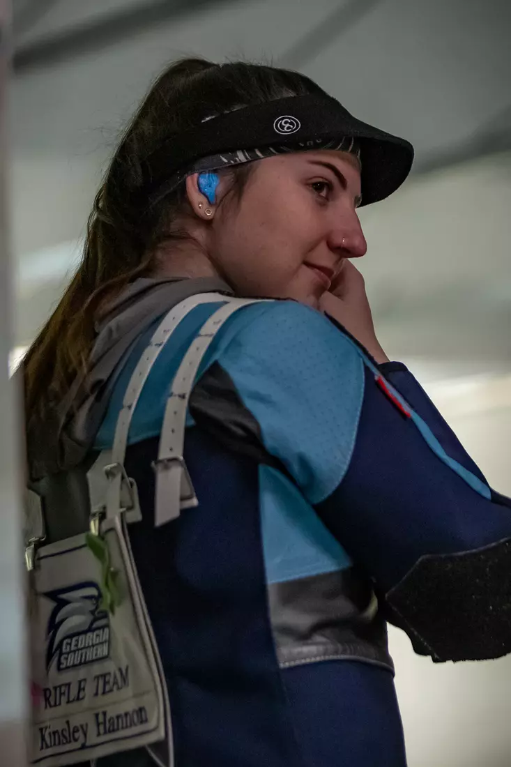 STATESBORO, GEORGIA - FEBRUARY 19: Georgia Southern Rifle faces the UAB Blazers at the Shooting Sports Education Center on February 18, 2022 in Statesboro, Georgia
