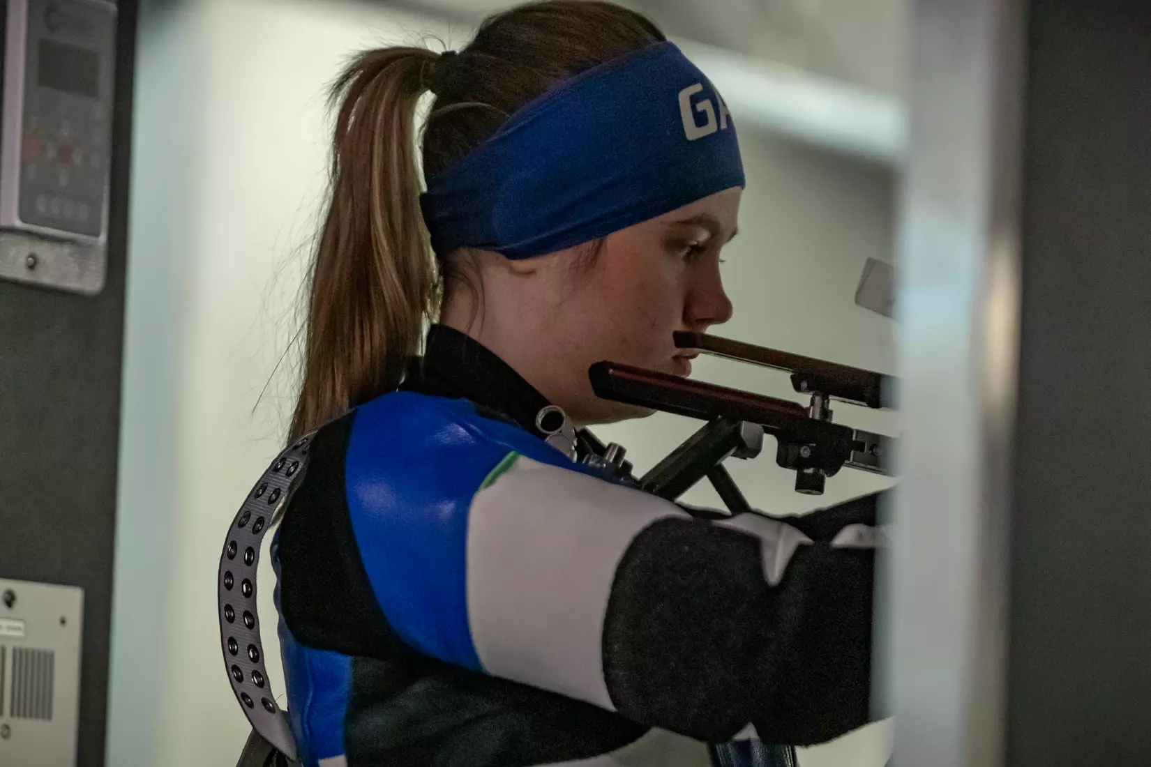 STATESBORO, GEORGIA - FEBRUARY 19: Georgia Southern Rifle faces the UAB Blazers at the Shooting Sports Education Center on February 18, 2022 in Statesboro, Georgia