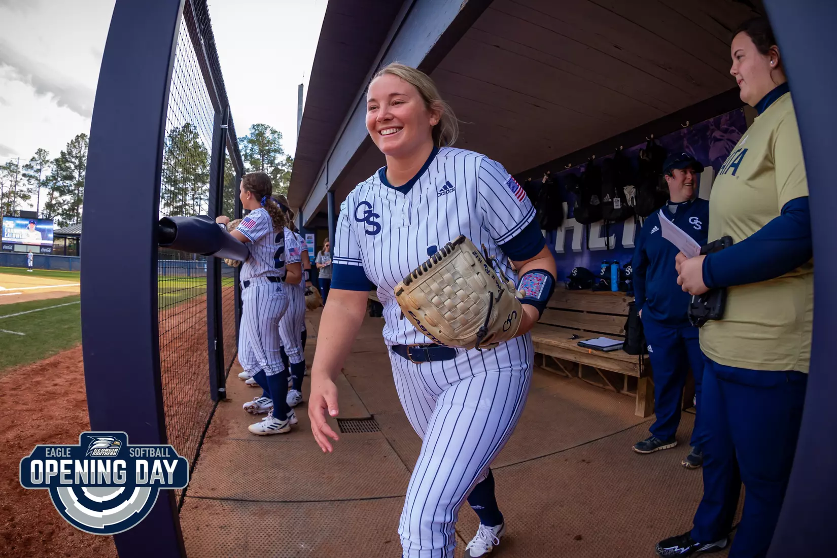 STATESBORO, GEORGIA - FEBRUARY 11: Georgia Southern Softball faces the Binghamton Bearkats at the Eagle Softball Field on February 11, 2022 in Statesboro, Georgia