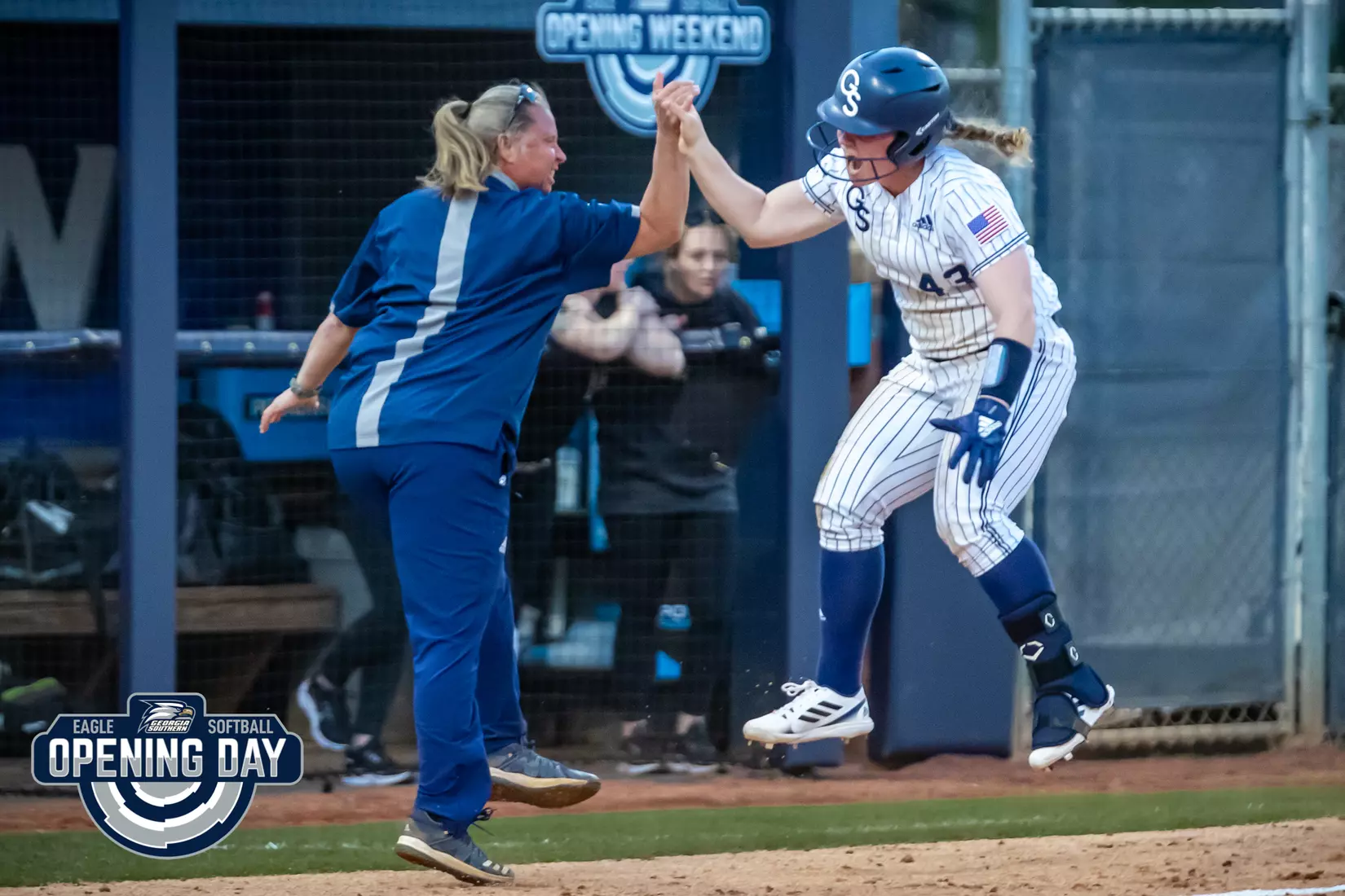 STATESBORO, GEORGIA - FEBRUARY 11: Georgia Southern Softball faces the Binghamton Bearkats at the Eagle Softball Field on February 11, 2022 in Statesboro, Georgia