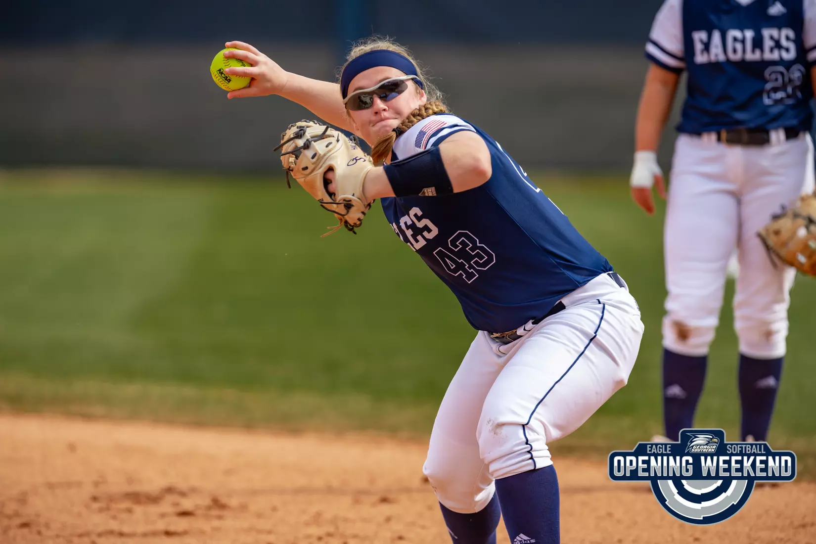 STATESBORO, GEORGIA - FEBRUARY 12: Georgia Southern Softball faces the Binghamton Bearcats at Eagle Field on February 12, 2022 in Statesboro, Georgia