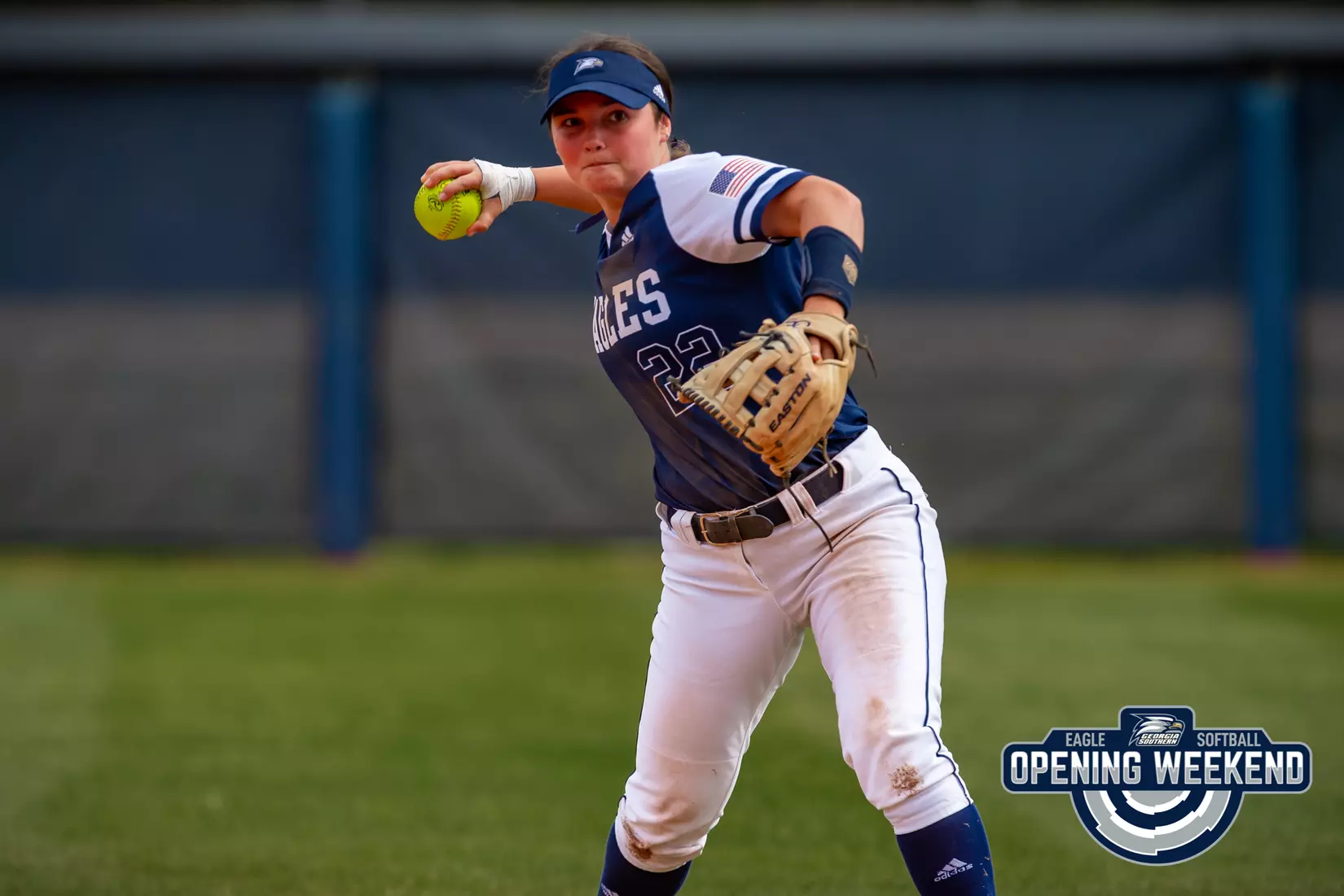 STATESBORO, GEORGIA - FEBRUARY 12: Georgia Southern Softball faces the Binghamton Bearcats at Eagle Field on February 12, 2022 in Statesboro, Georgia