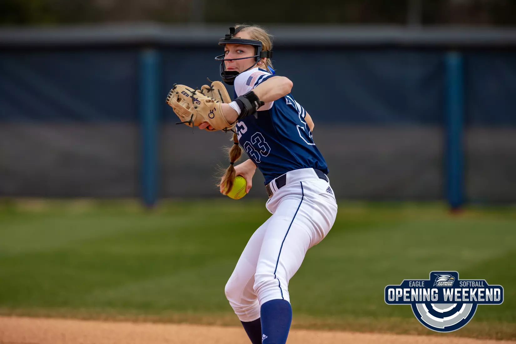 STATESBORO, GEORGIA - FEBRUARY 12: Georgia Southern Softball faces the Binghamton Bearcats at Eagle Field on February 12, 2022 in Statesboro, Georgia
