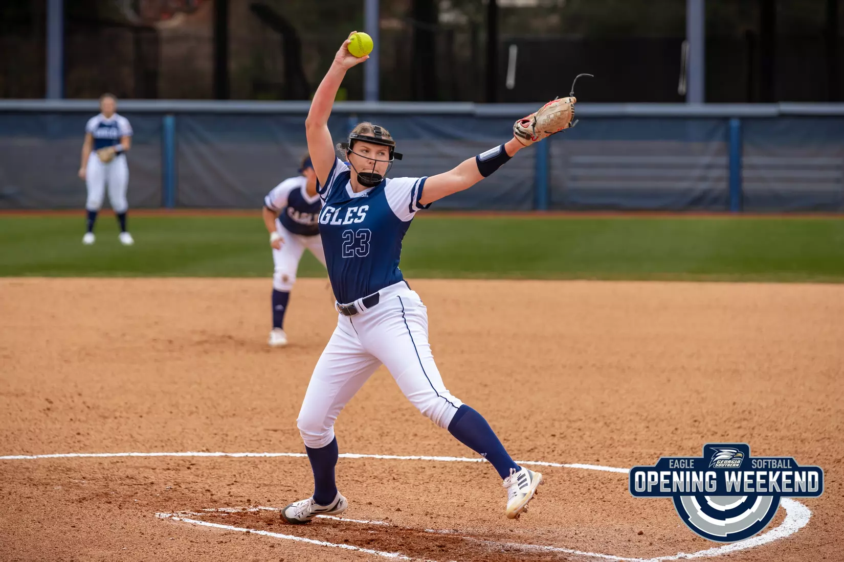 STATESBORO, GEORGIA - FEBRUARY 12: Georgia Southern Softball faces the Binghamton Bearcats at Eagle Field on February 12, 2022 in Statesboro, Georgia