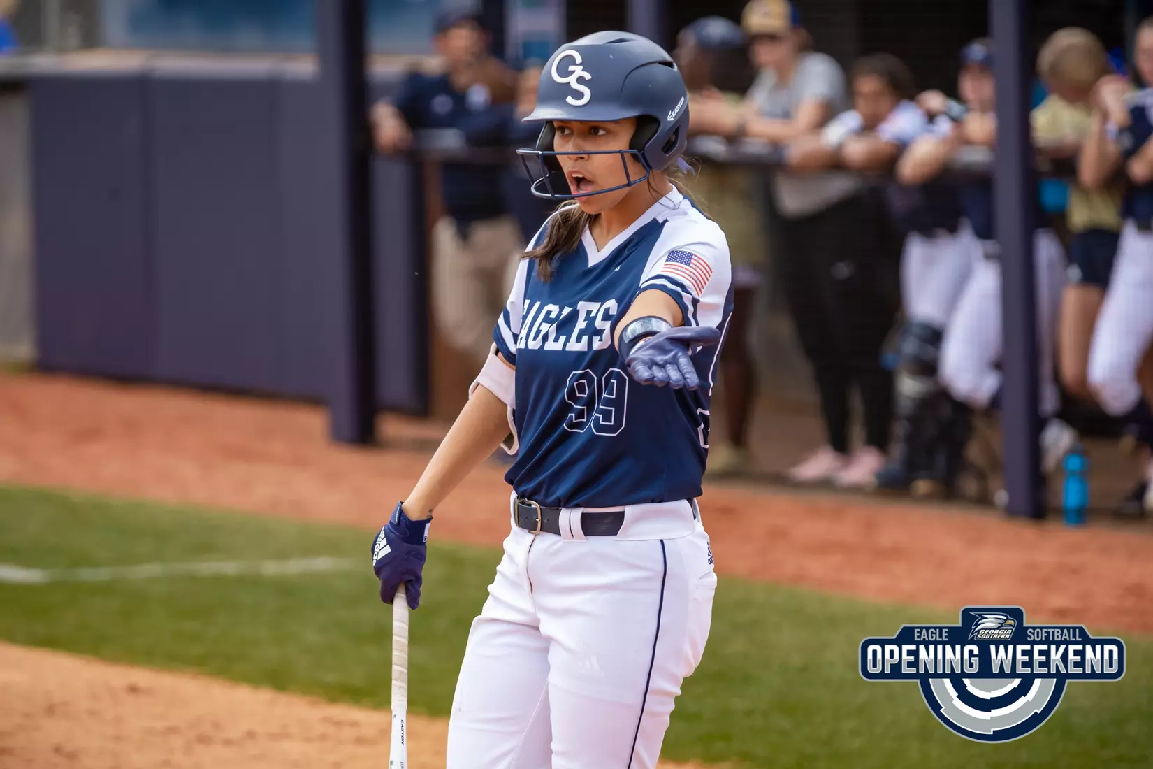 STATESBORO, GEORGIA - FEBRUARY 12: Georgia Southern Softball faces the Binghamton Bearcats at Eagle Field on February 12, 2022 in Statesboro, Georgia