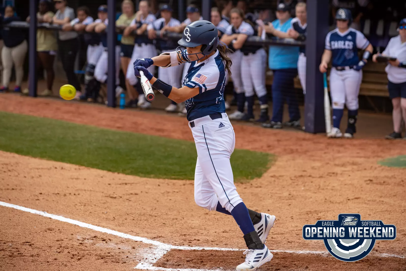 STATESBORO, GEORGIA - FEBRUARY 12: Georgia Southern Softball faces the Binghamton Bearcats at Eagle Field on February 12, 2022 in Statesboro, Georgia