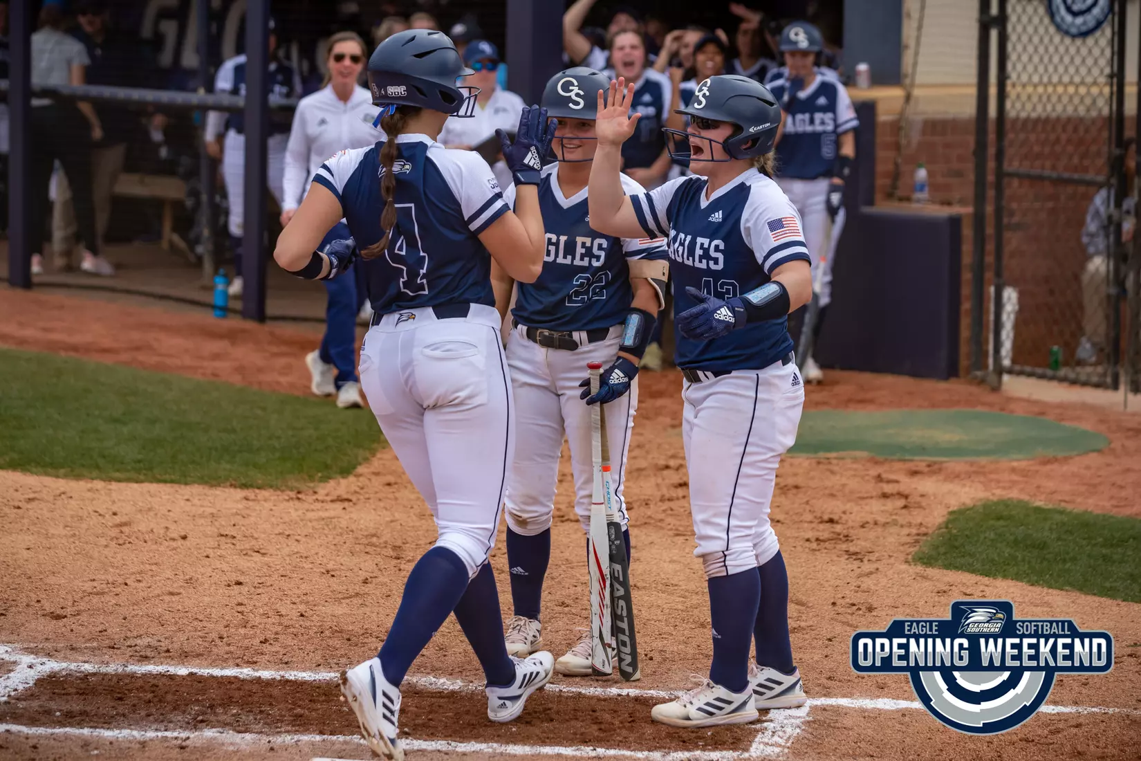 STATESBORO, GEORGIA - FEBRUARY 12: Georgia Southern Softball faces the Radford Highlanders at Eagle Field on February 12, 2022 in Statesboro, Georgia