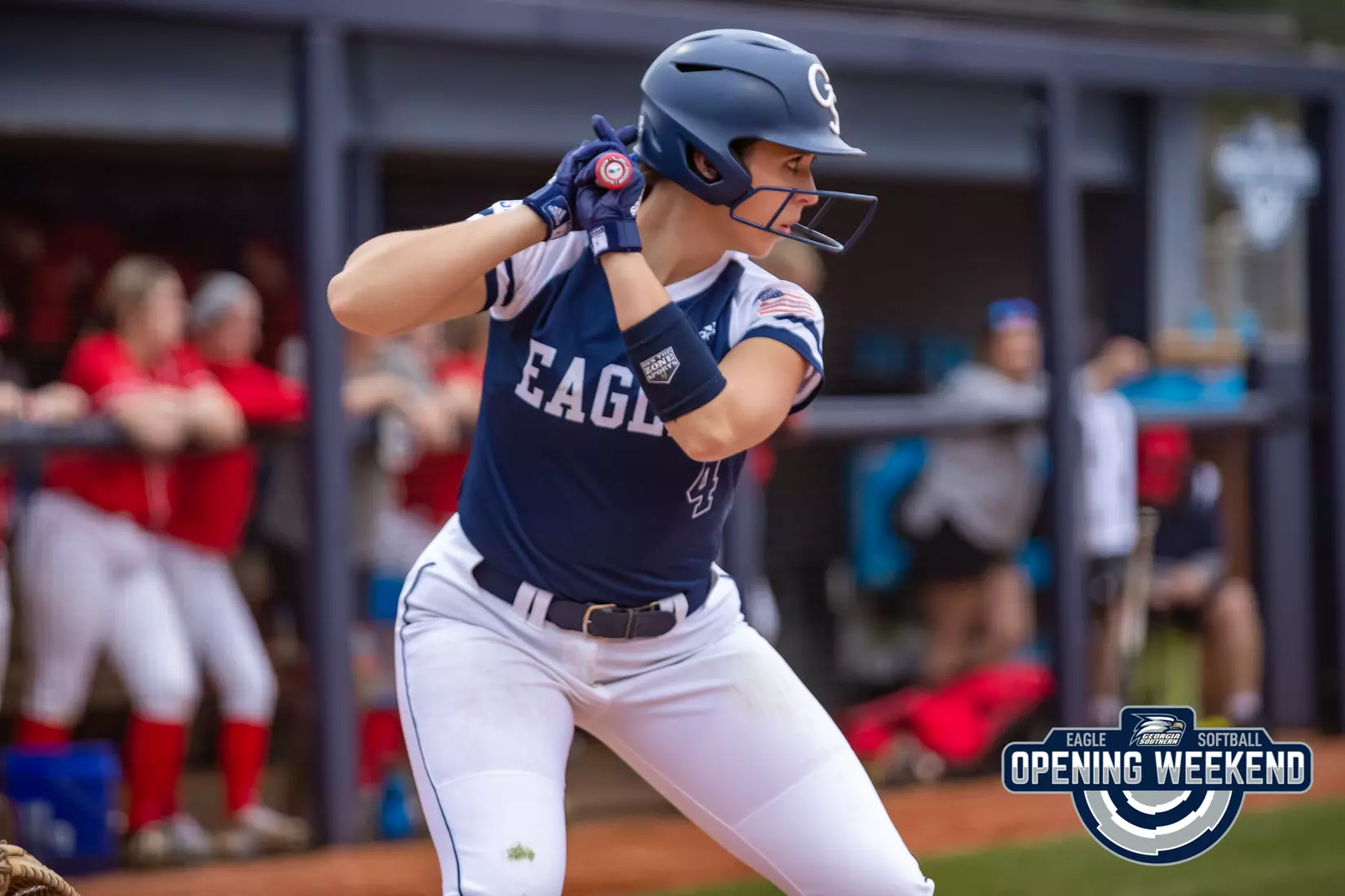 STATESBORO, GEORGIA - FEBRUARY 12: Georgia Southern Softball faces the Radford Highlanders at Eagle Field on February 12, 2022 in Statesboro, Georgia