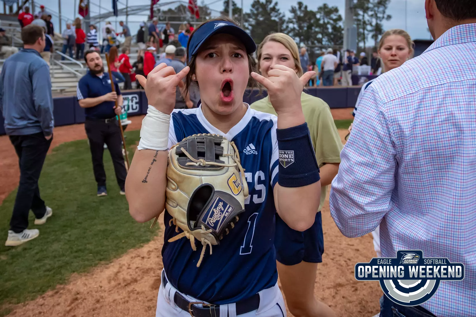 STATESBORO, GEORGIA - FEBRUARY 12: Georgia Southern Softball faces the Radford Highlanders at Eagle Field on February 12, 2022 in Statesboro, Georgia