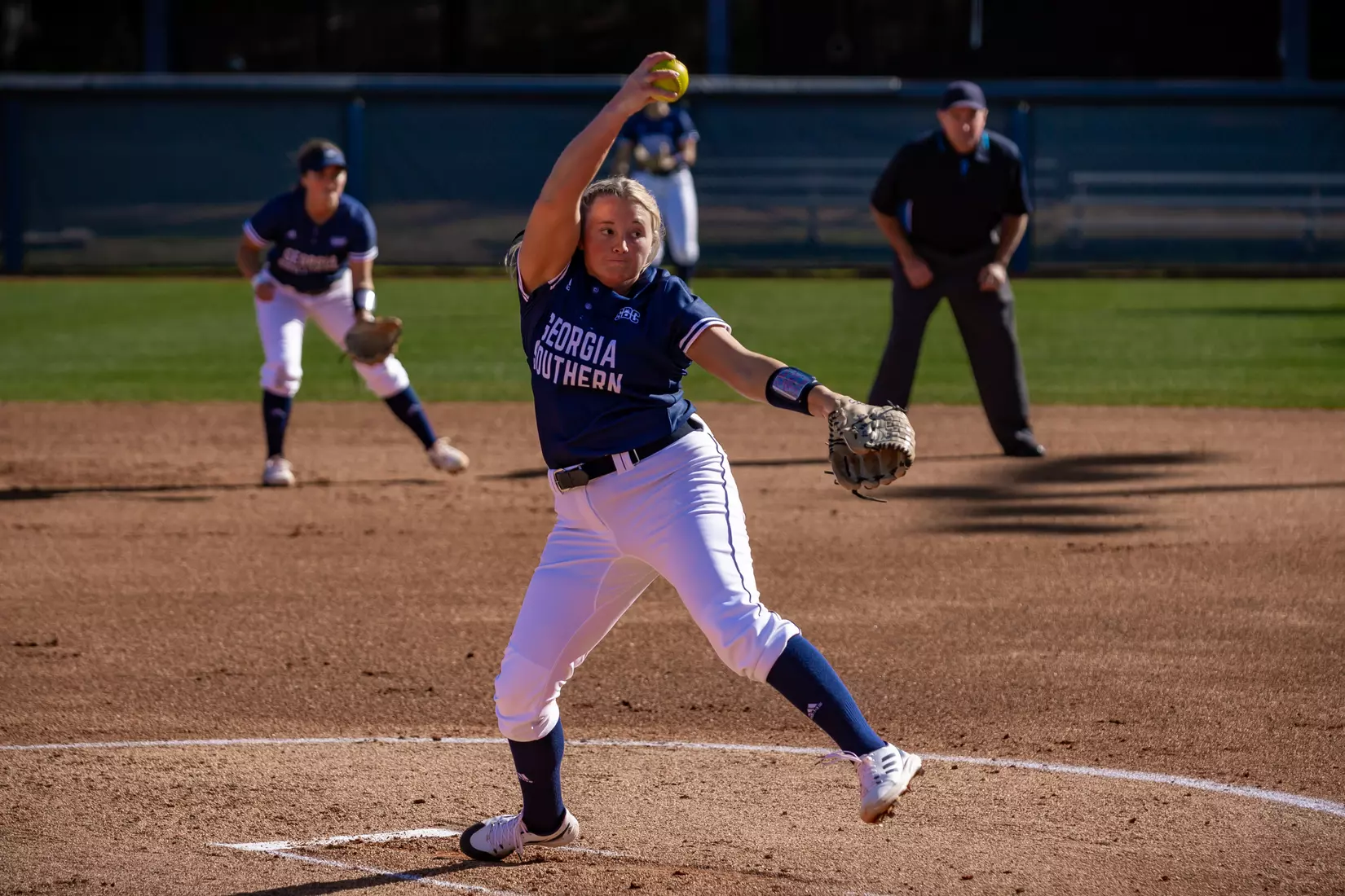 STATESBORO, GEORGIA - FEBRUARY 18: Georgia Southern Softball faces the Maine Black Bears at Eagle Field on February 18, 2022 in Statesboro, Georgia