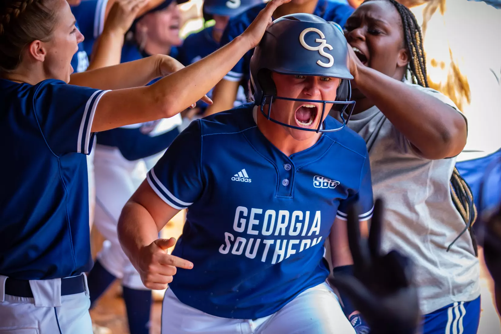 STATESBORO, GEORGIA - MARCH 19: Georgia Southern Eagles Softball faces the Louisiana Ragin’ Cajuns at the Eagle Softball Field on March 19, 2022 in Statesboro, Georgia.
