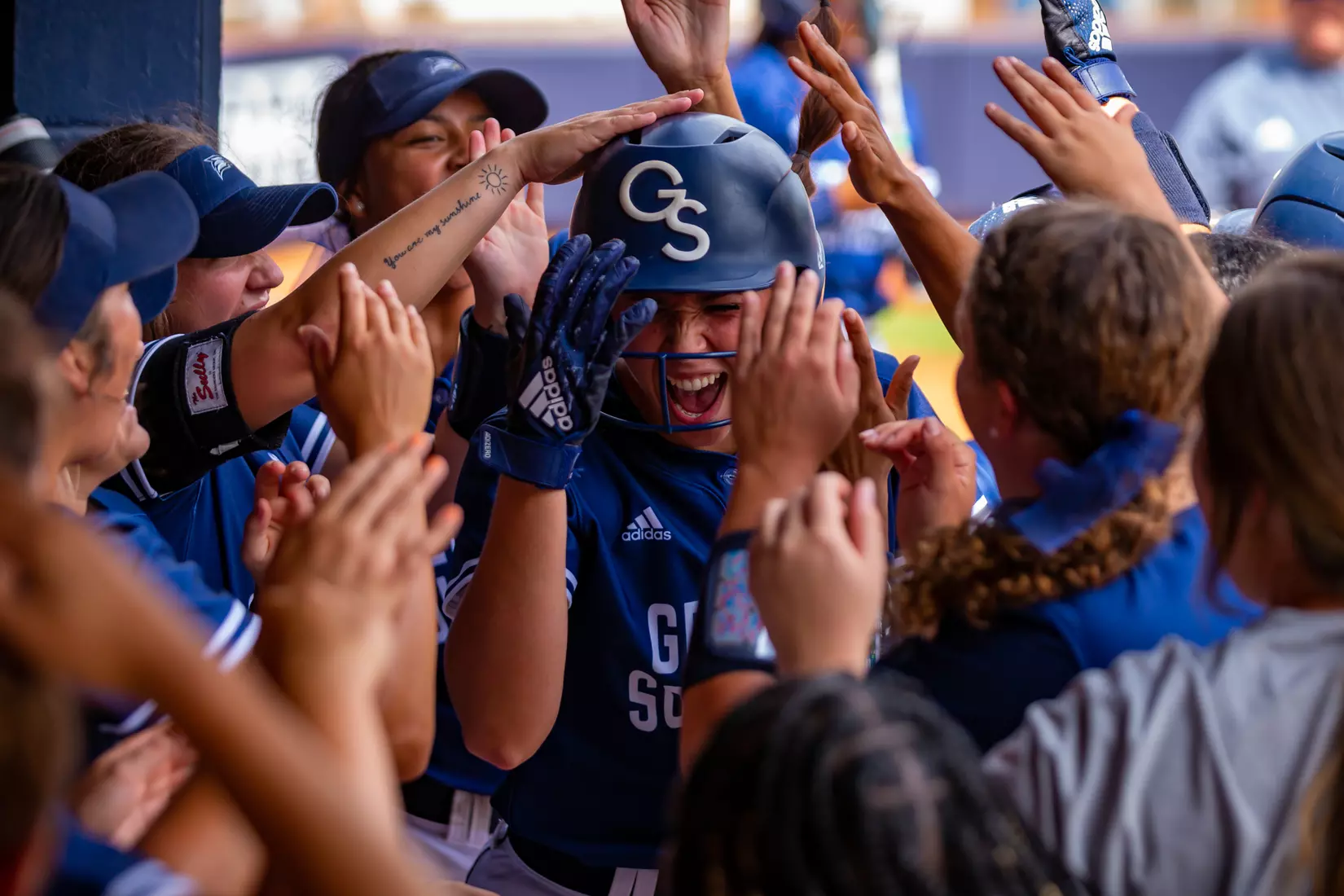 STATESBORO, GEORGIA - MARCH 19: Georgia Southern Eagles Softball faces the Louisiana Ragin’ Cajuns at the Eagle Softball Field on March 19, 2022 in Statesboro, Georgia.