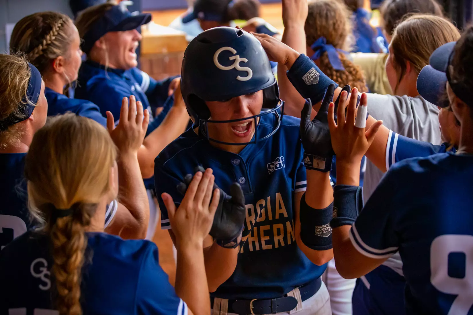 STATESBORO, GEORGIA - MARCH 19: Georgia Southern Eagles Softball faces the Louisiana Ragin’ Cajuns at the Eagle Softball Field on March 19, 2022 in Statesboro, Georgia.