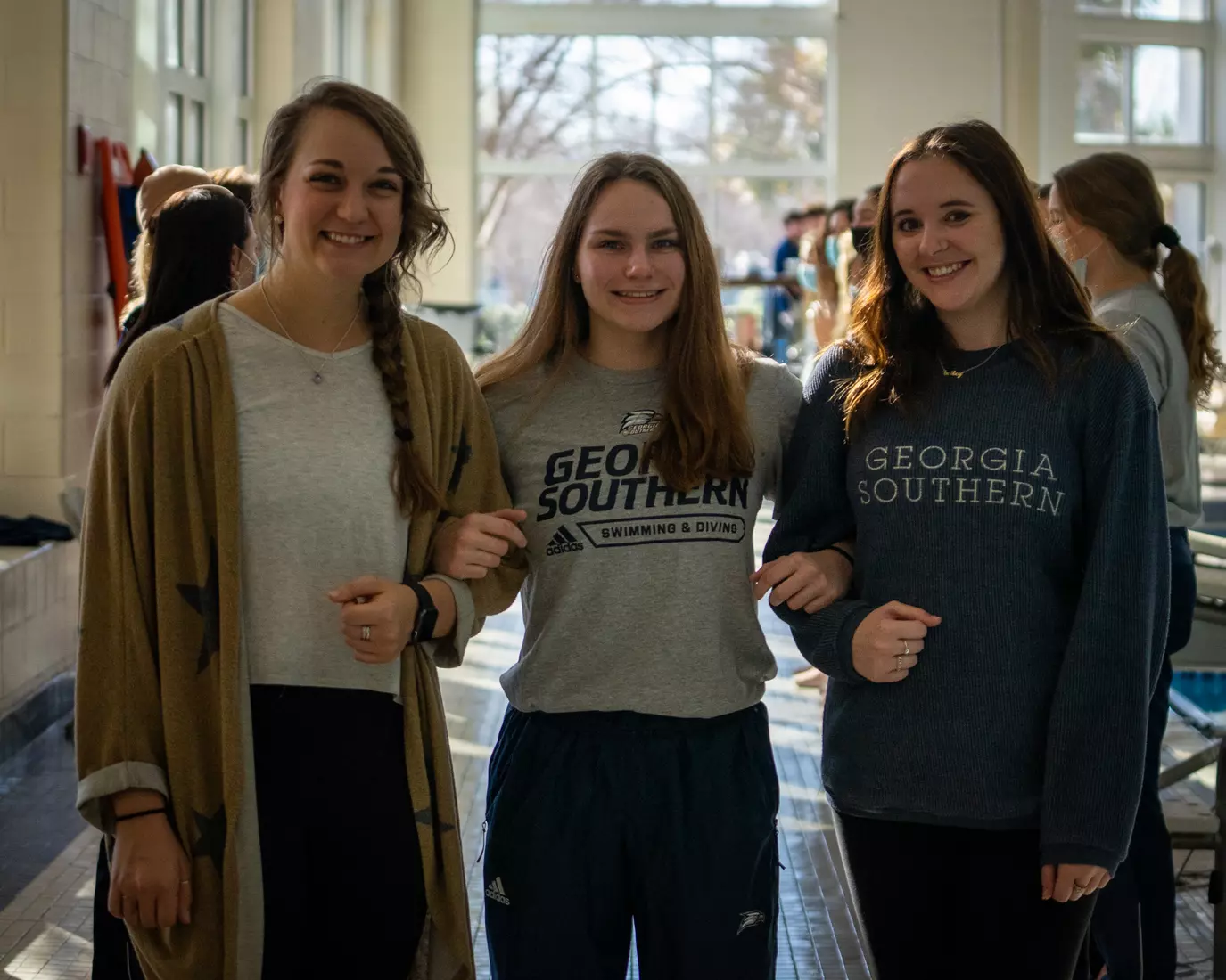 STATESBORO, GEORGIA - JANUARY 29: Georgia Southern Swimming & Diving plays host to the North Florida Ospreys and SCAD Bees at the RAC Pool on January 29, 2022 in Statesboro, Georgia