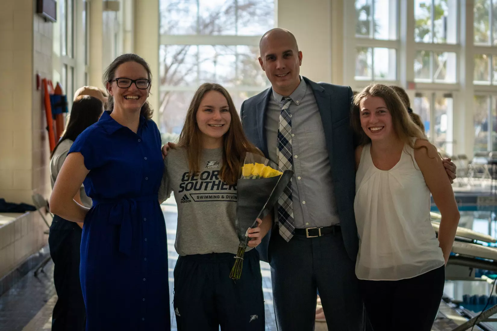 STATESBORO, GEORGIA - JANUARY 29: Georgia Southern Swimming & Diving plays host to the North Florida Ospreys and SCAD Bees at the RAC Pool on January 29, 2022 in Statesboro, Georgia