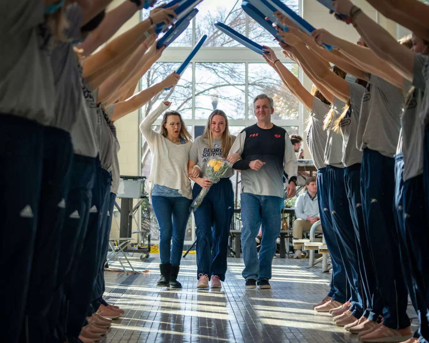 STATESBORO, GEORGIA - JANUARY 29: Georgia Southern Swimming & Diving plays host to the North Florida Ospreys and SCAD Bees at the RAC Pool on January 29, 2022 in Statesboro, Georgia
