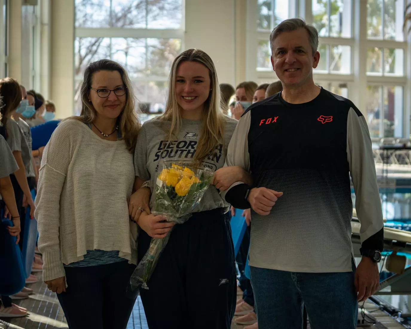 STATESBORO, GEORGIA - JANUARY 29: Georgia Southern Swimming & Diving plays host to the North Florida Ospreys and SCAD Bees at the RAC Pool on January 29, 2022 in Statesboro, Georgia