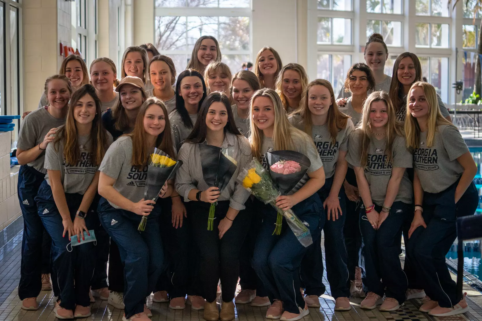 STATESBORO, GEORGIA - JANUARY 29: Georgia Southern Swimming & Diving plays host to the North Florida Ospreys and SCAD Bees at the RAC Pool on January 29, 2022 in Statesboro, Georgia