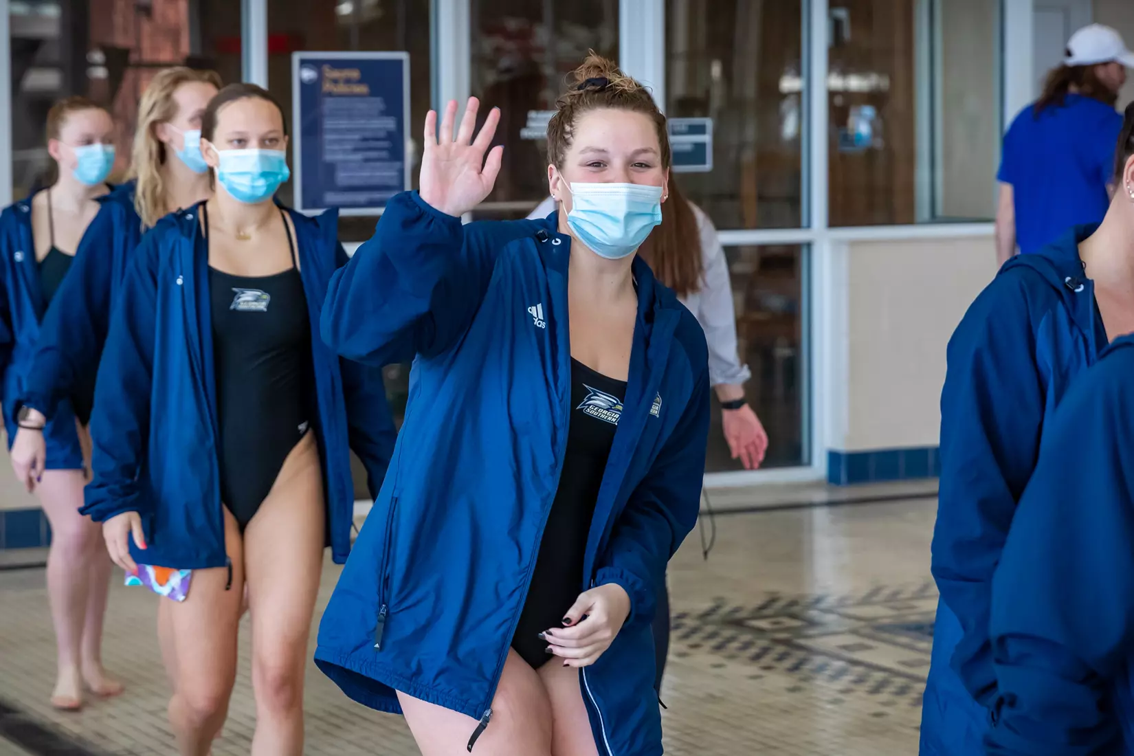 STATESBORO, GEORGIA - JANUARY 29: Georgia Southern Swimming & Diving plays host to the North Florida Ospreys and SCAD Bees at the RAC Pool on January 29, 2022 in Statesboro, Georgia