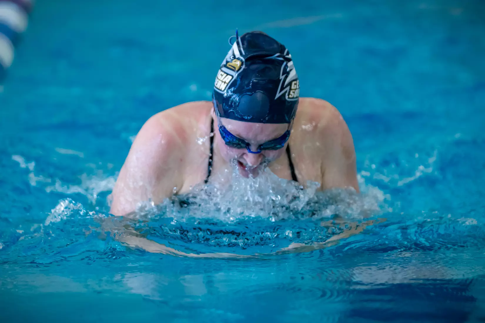 STATESBORO, GEORGIA - JANUARY 29: Georgia Southern Swimming & Diving plays host to the North Florida Ospreys and SCAD Bees at the RAC Pool on January 29, 2022 in Statesboro, Georgia