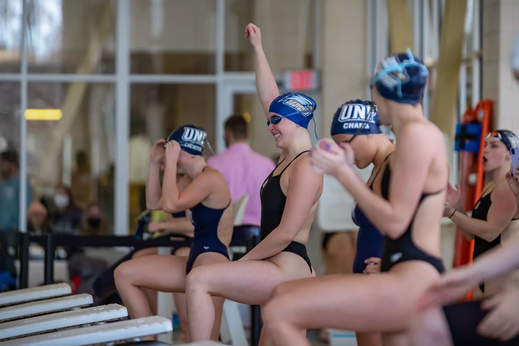 STATESBORO, GEORGIA - JANUARY 29: Georgia Southern Swimming & Diving plays host to the North Florida Ospreys and SCAD Bees at the RAC Pool on January 29, 2022 in Statesboro, Georgia