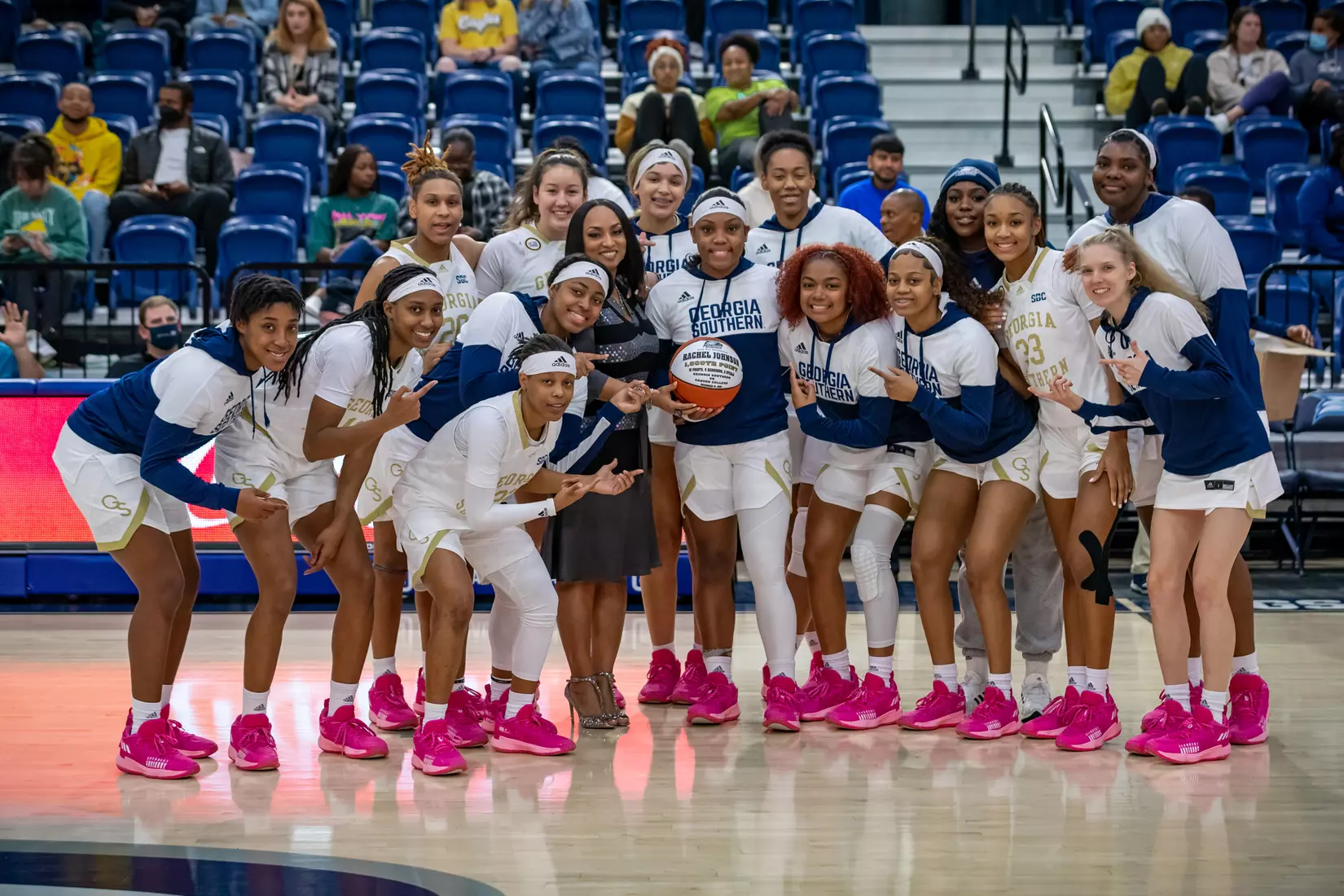 STATESBORO, GEORGIA - JANUARY 13: Georgia Southern Women’s Basketball faces the Texas State Bobcats at Hanner Fieldhouse on January 13, 2022 in Statesboro, Georgia