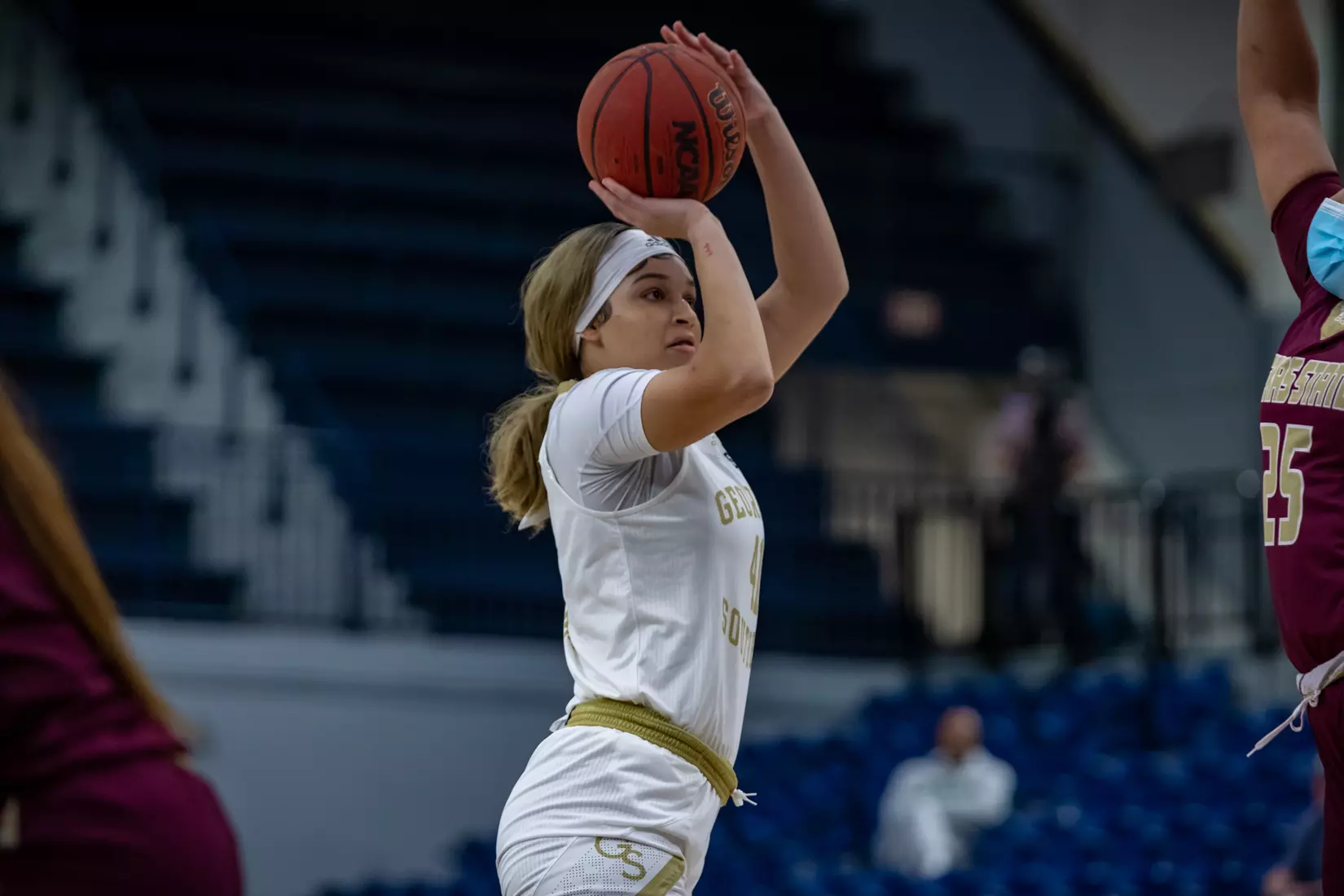 STATESBORO, GEORGIA - JANUARY 13: Georgia Southern Women’s Basketball faces the Texas State Bobcats at Hanner Fieldhouse on January 13, 2022 in Statesboro, Georgia