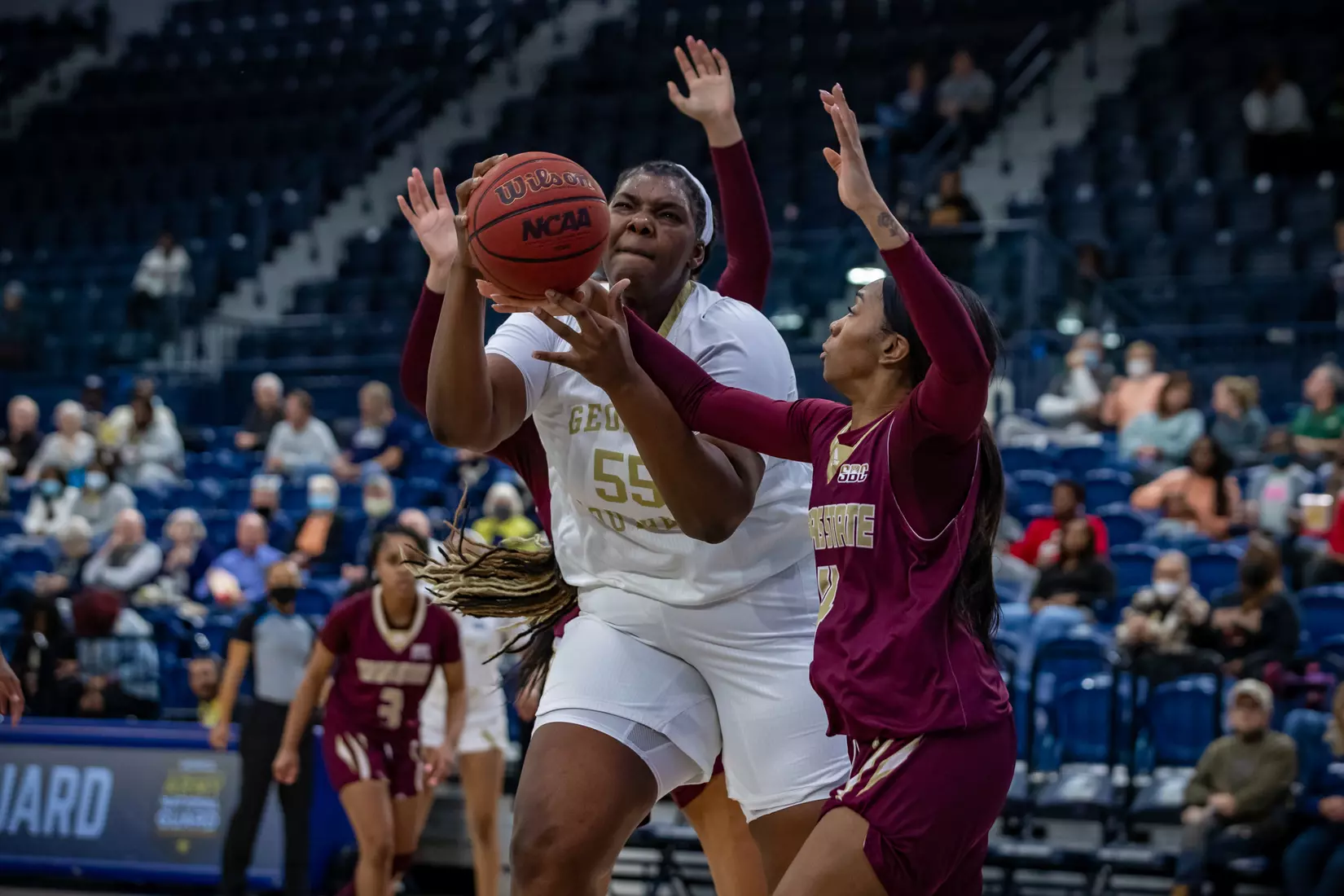 STATESBORO, GEORGIA - JANUARY 13: Georgia Southern Women’s Basketball faces the Texas State Bobcats at Hanner Fieldhouse on January 13, 2022 in Statesboro, Georgia