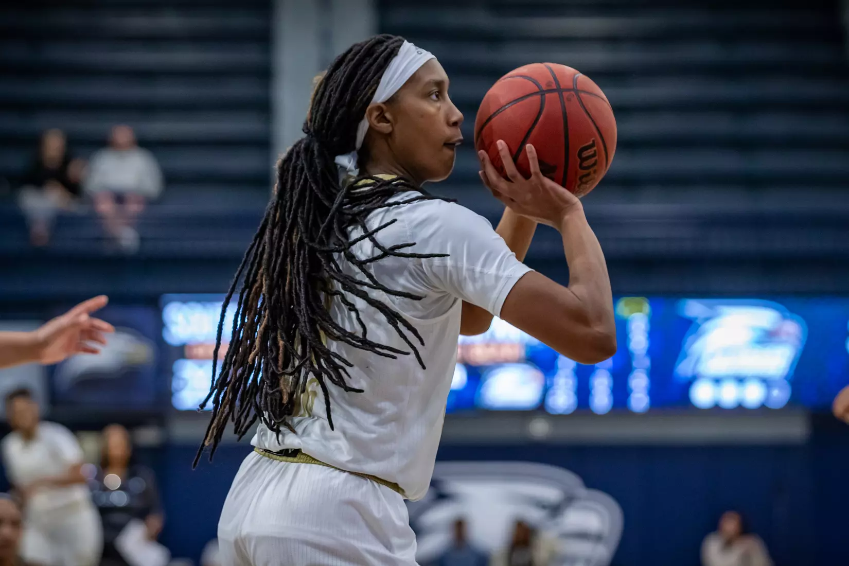 STATESBORO, GEORGIA - JANUARY 13: Georgia Southern Women’s Basketball faces the Texas State Bobcats at Hanner Fieldhouse on January 13, 2022 in Statesboro, Georgia