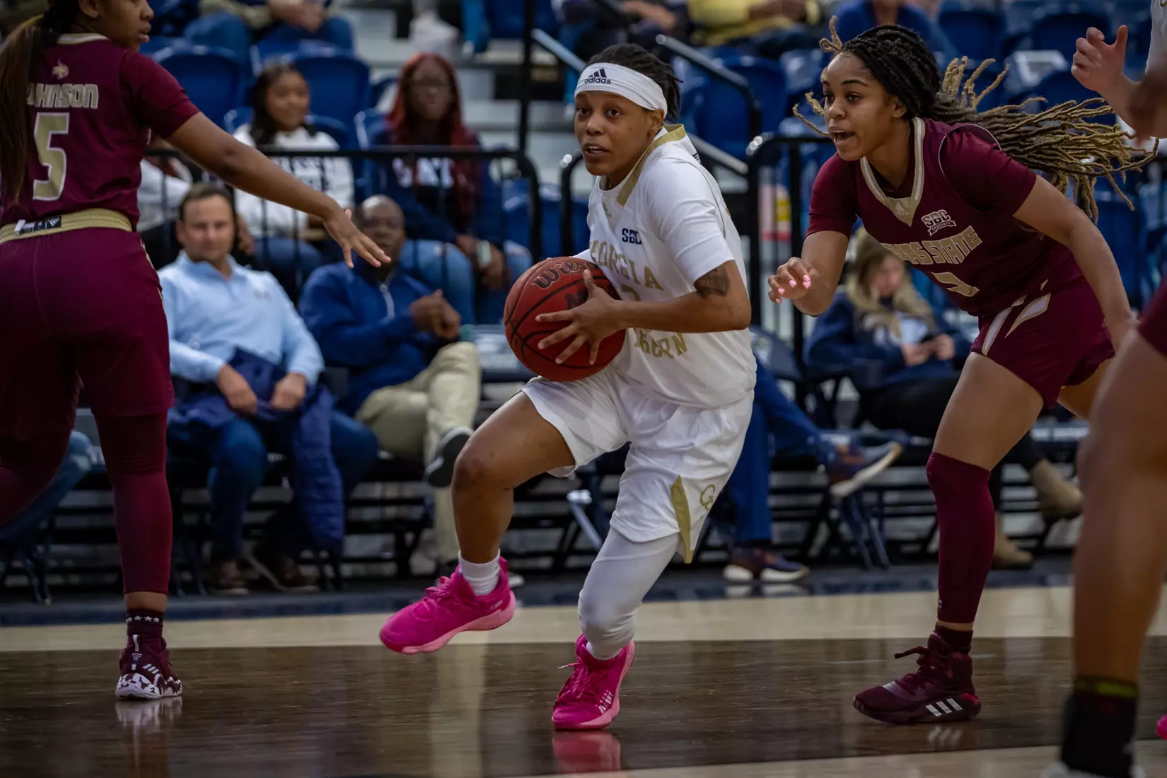 STATESBORO, GEORGIA - JANUARY 13: Georgia Southern Women’s Basketball faces the Texas State Bobcats at Hanner Fieldhouse on January 13, 2022 in Statesboro, Georgia