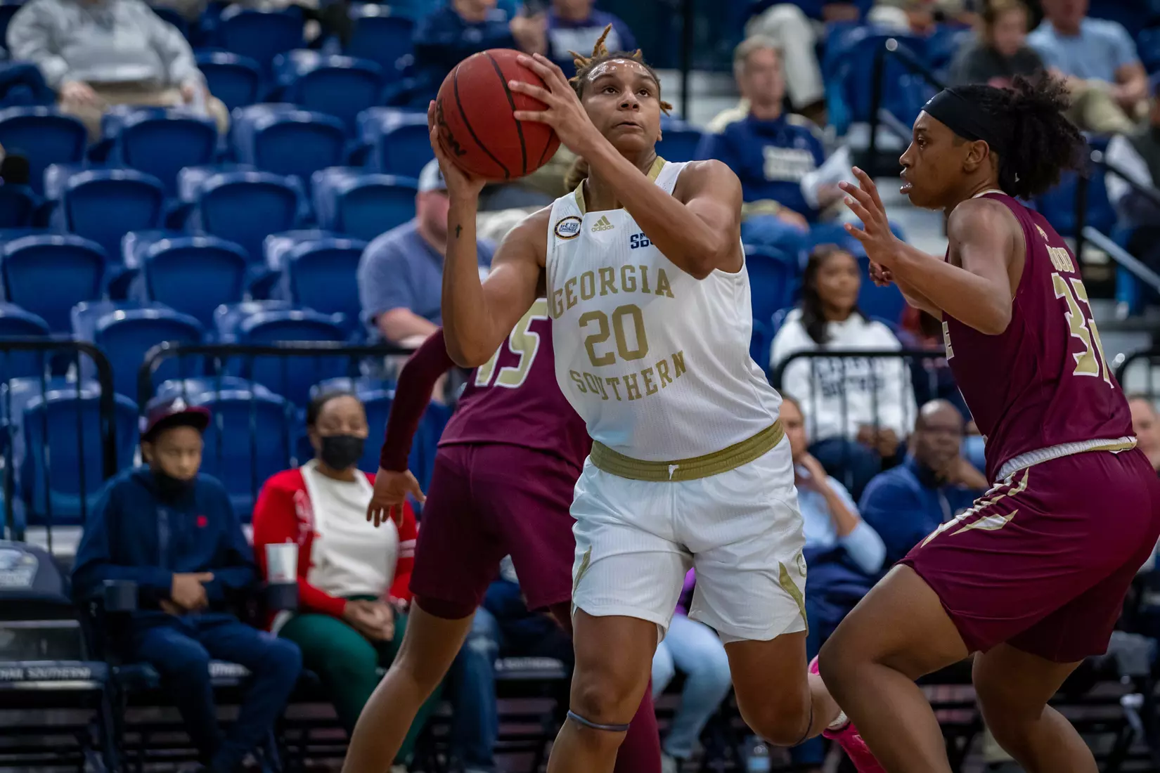STATESBORO, GEORGIA - JANUARY 13: Georgia Southern Women’s Basketball faces the Texas State Bobcats at Hanner Fieldhouse on January 13, 2022 in Statesboro, Georgia