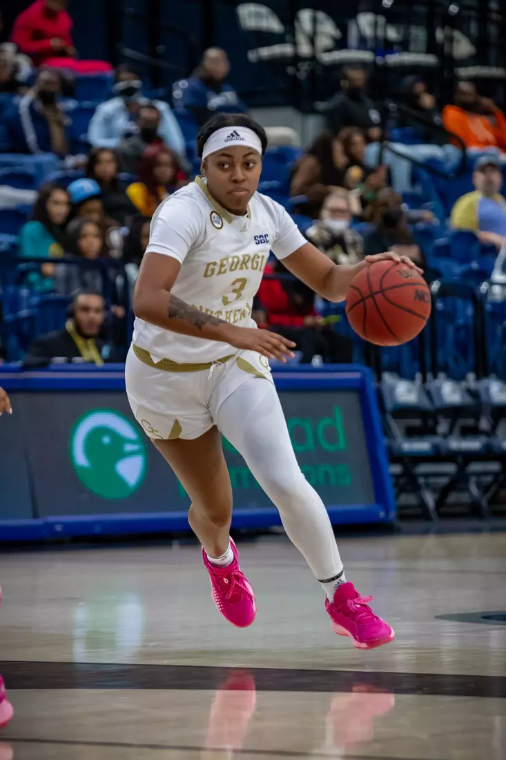 STATESBORO, GEORGIA - JANUARY 13: Georgia Southern Women’s Basketball faces the Texas State Bobcats at Hanner Fieldhouse on January 13, 2022 in Statesboro, Georgia
