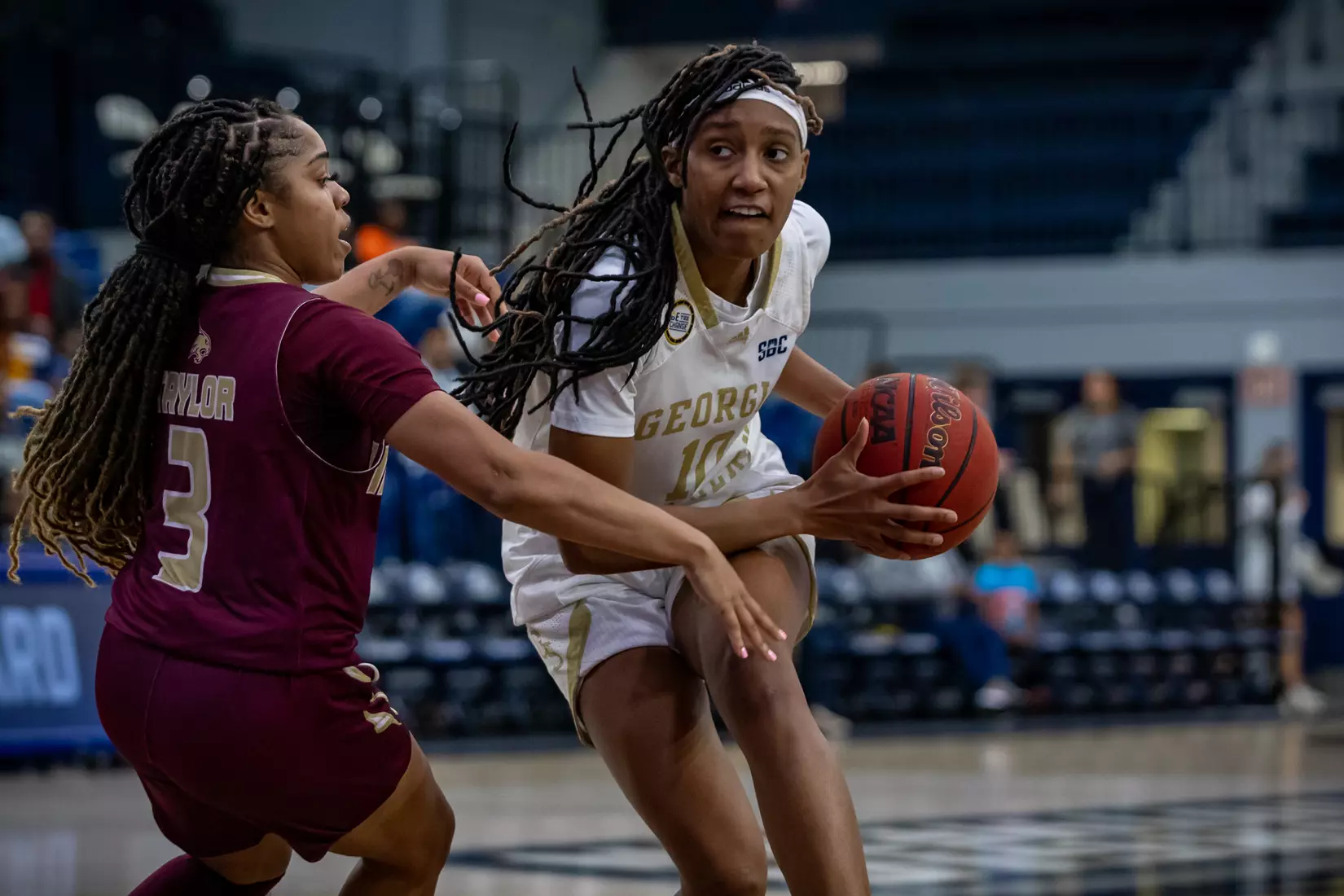STATESBORO, GEORGIA - JANUARY 13: Georgia Southern Women’s Basketball faces the Texas State Bobcats at Hanner Fieldhouse on January 13, 2022 in Statesboro, Georgia