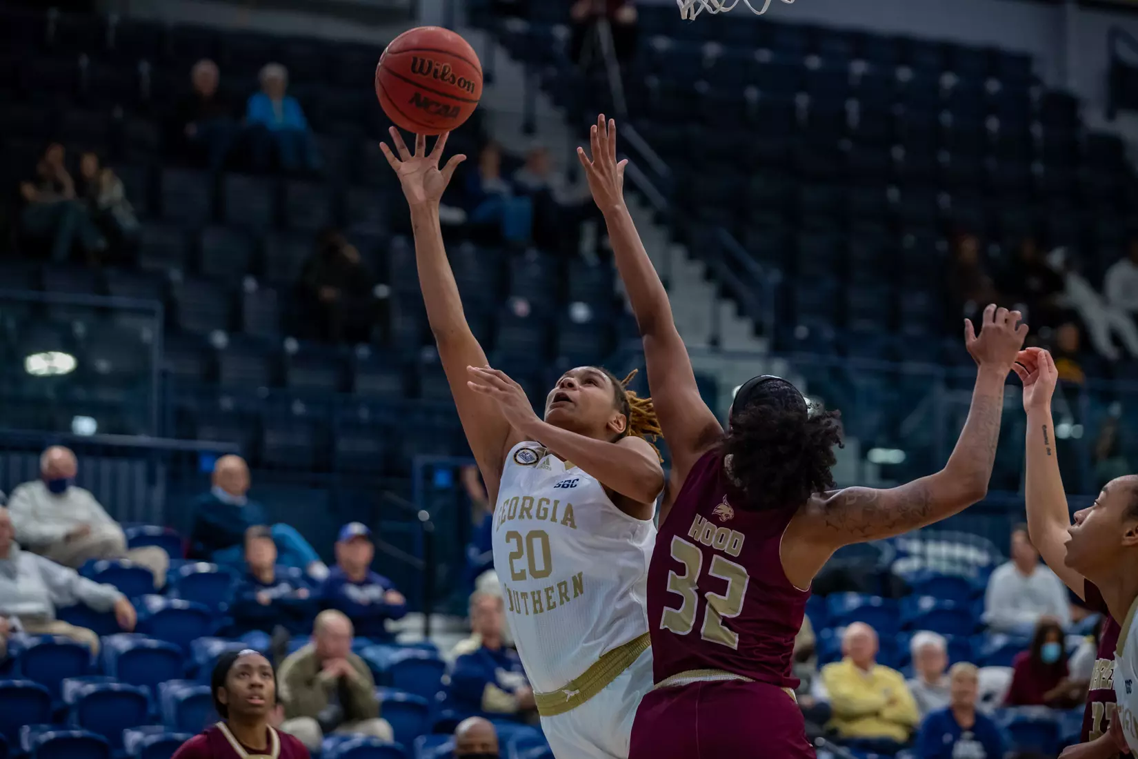 STATESBORO, GEORGIA - JANUARY 13: Georgia Southern Women’s Basketball faces the Texas State Bobcats at Hanner Fieldhouse on January 13, 2022 in Statesboro, Georgia