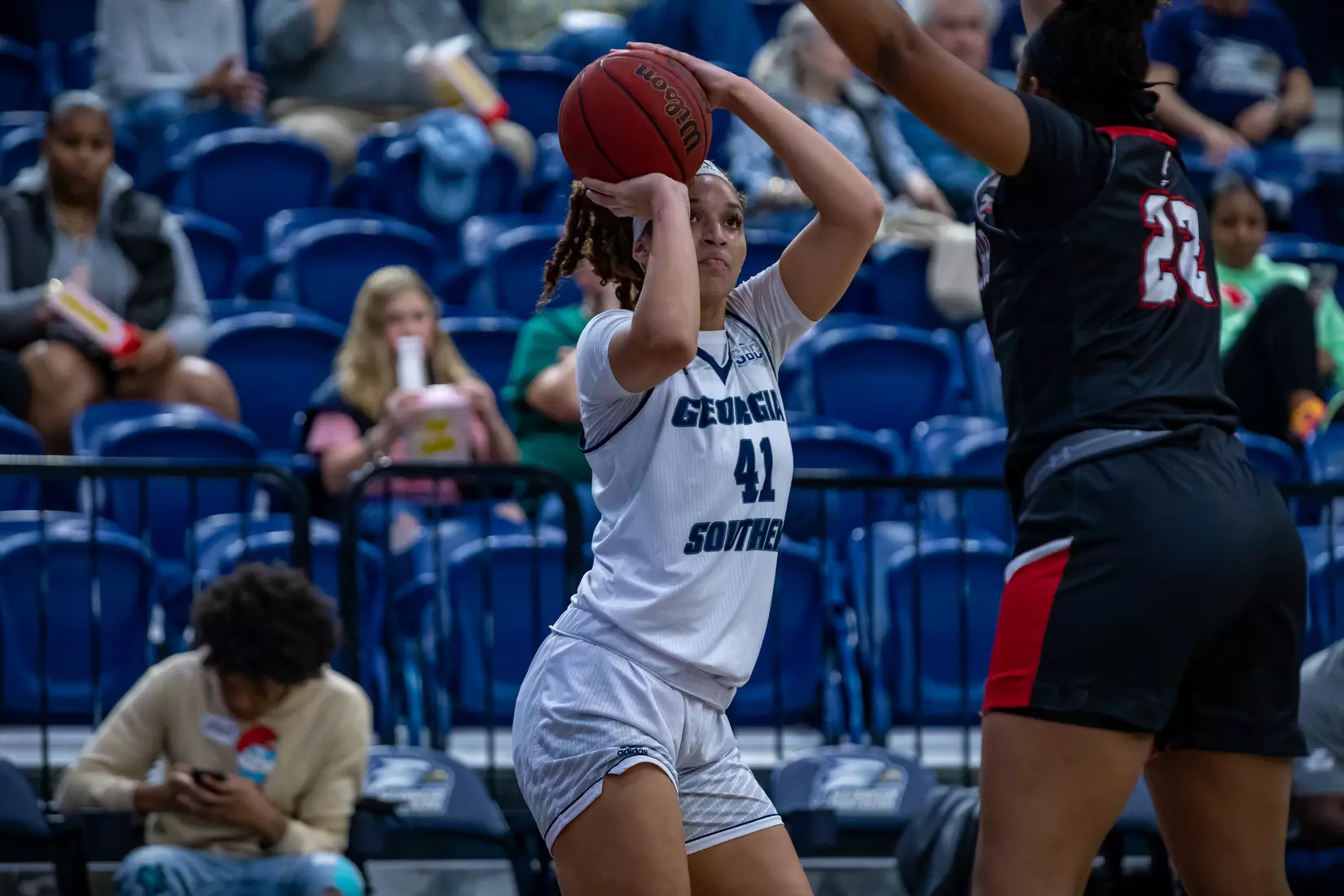 STATESBORO, GEORGIA - DECEMBER 11: Georgia Southern Women’s Basketball faces the Gardner-Webb Bulldogs at Hanner Fieldhouse on December 11, 2021 in Statesboro, Georgia